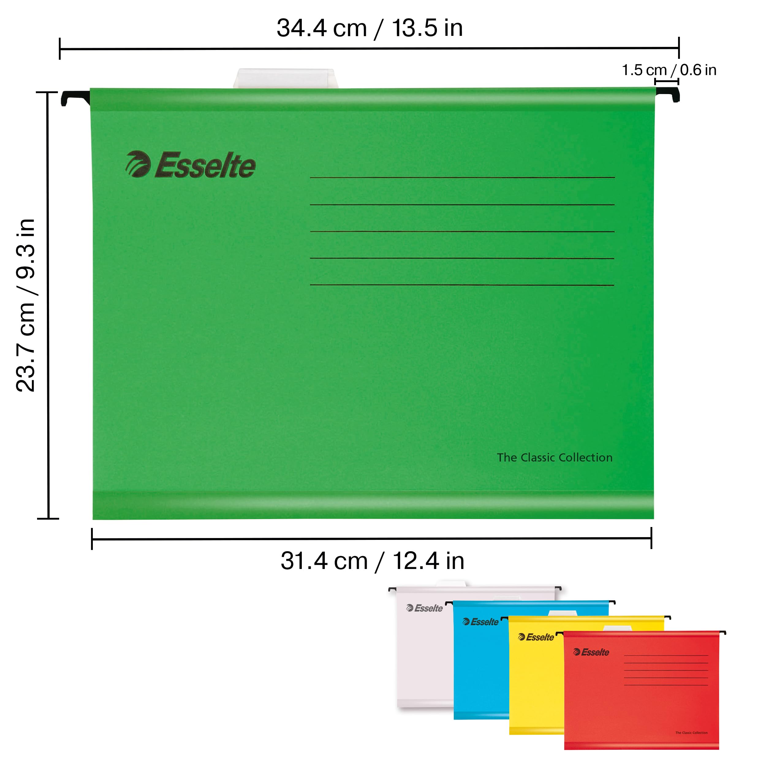 Esselte A4 Reinforced Hanging Suspension Files - Pack of 15 | Holds 150 Sheets | Assorted Colors 4