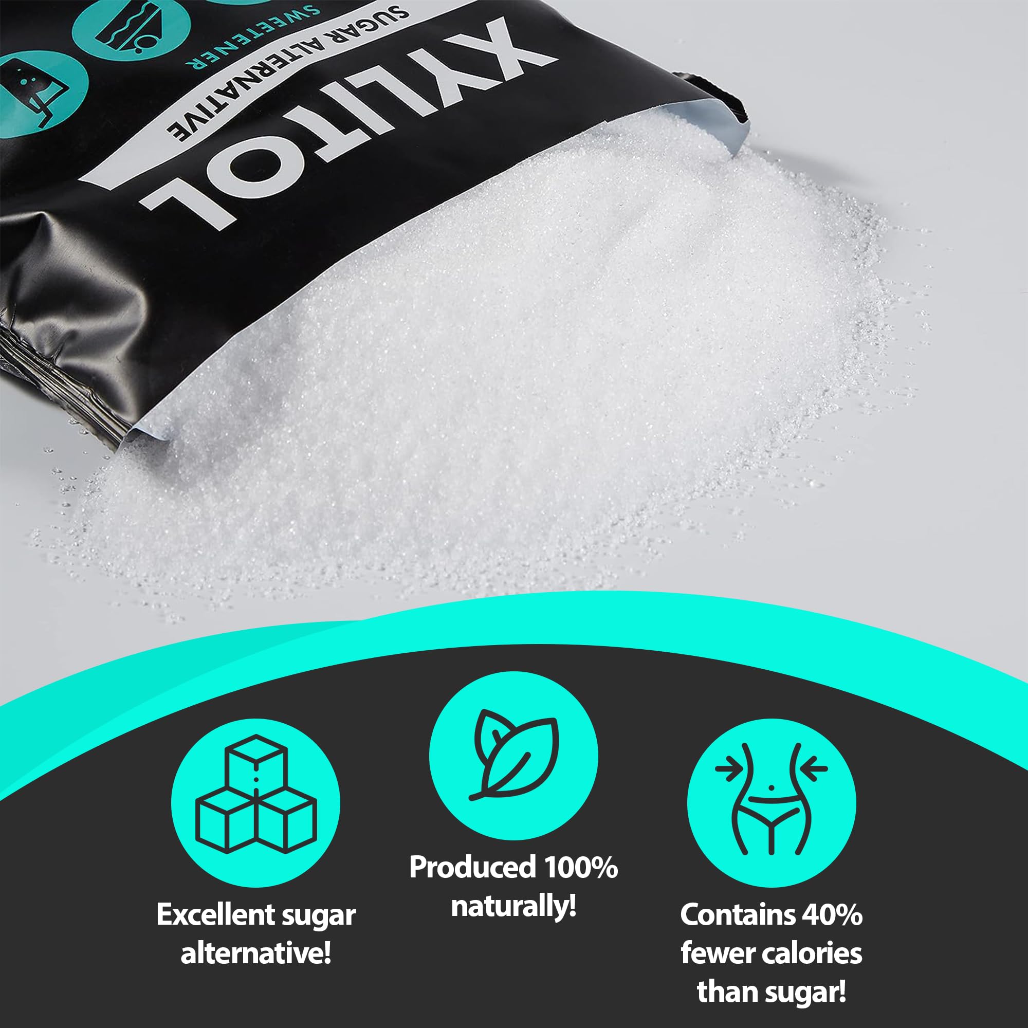 Nature Diet Xylitol Sugar Substitute - 1 kg Natural Vegetable Sweetener | Low Calorie 3