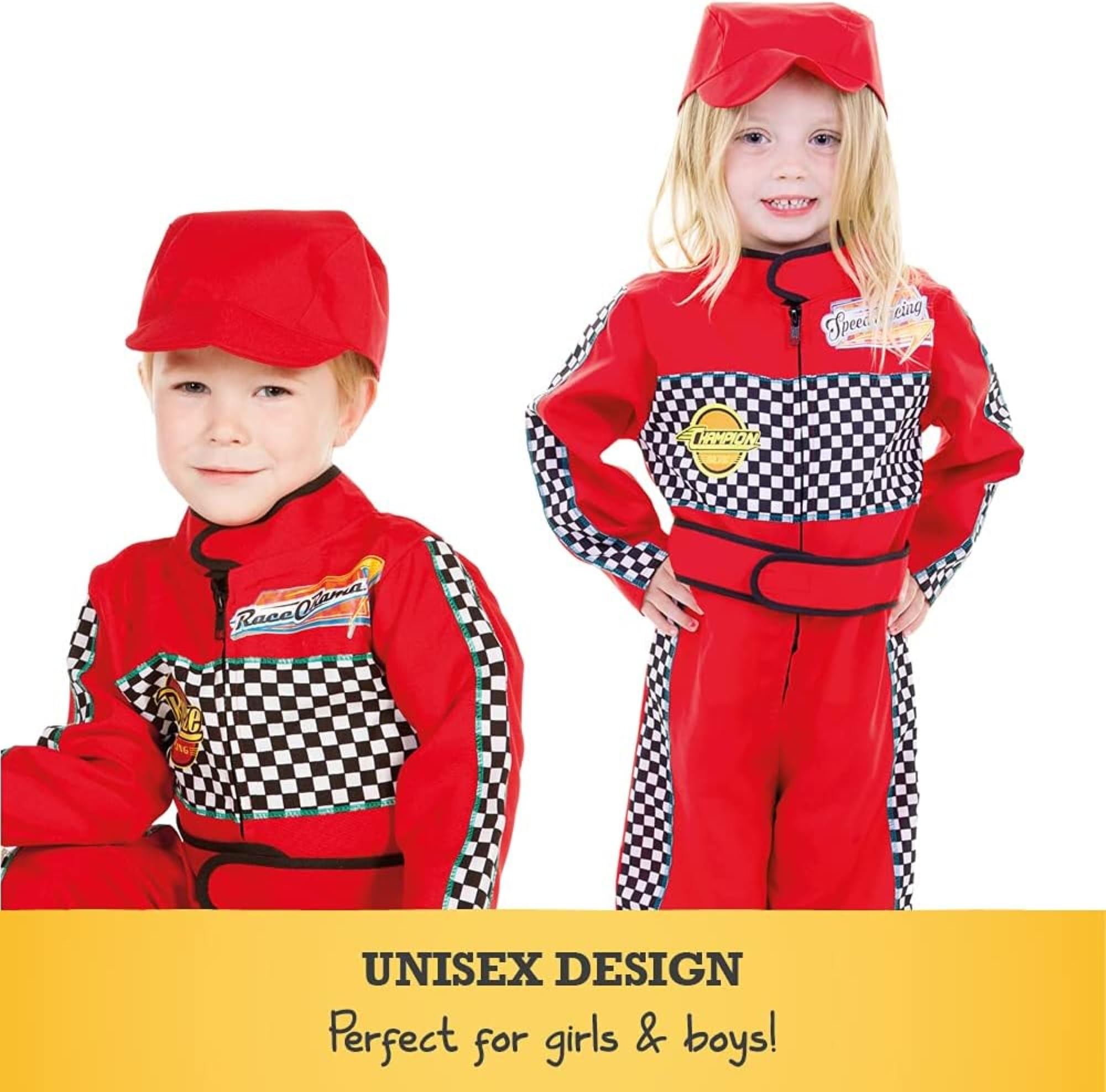 PRETEND TO BEE Racing Driver Costume - Red Suit and Cap, 2-3 Years 4