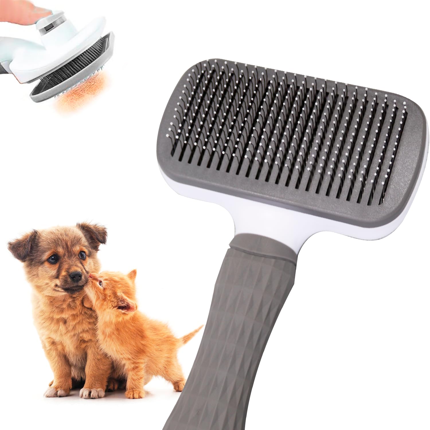Edipets Pet Brush - Detangling & Undercoat Removal | Steel Bristles with Rubber Tips | Gray 1