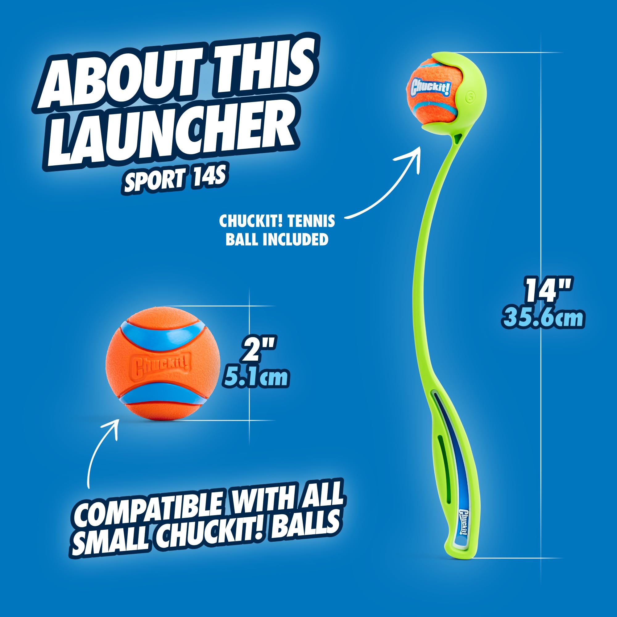 Chuckit! Sport Ball Launcher - 36cm Length | Ergonomic Rubber Grip | Includes Tennis Ball 8