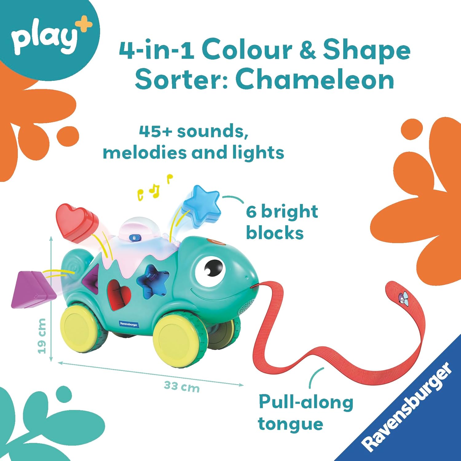 Ravensburger Play+ 4-in-1 Chameleon Colour & Shape Sorter Toy for 1 Year Old 2