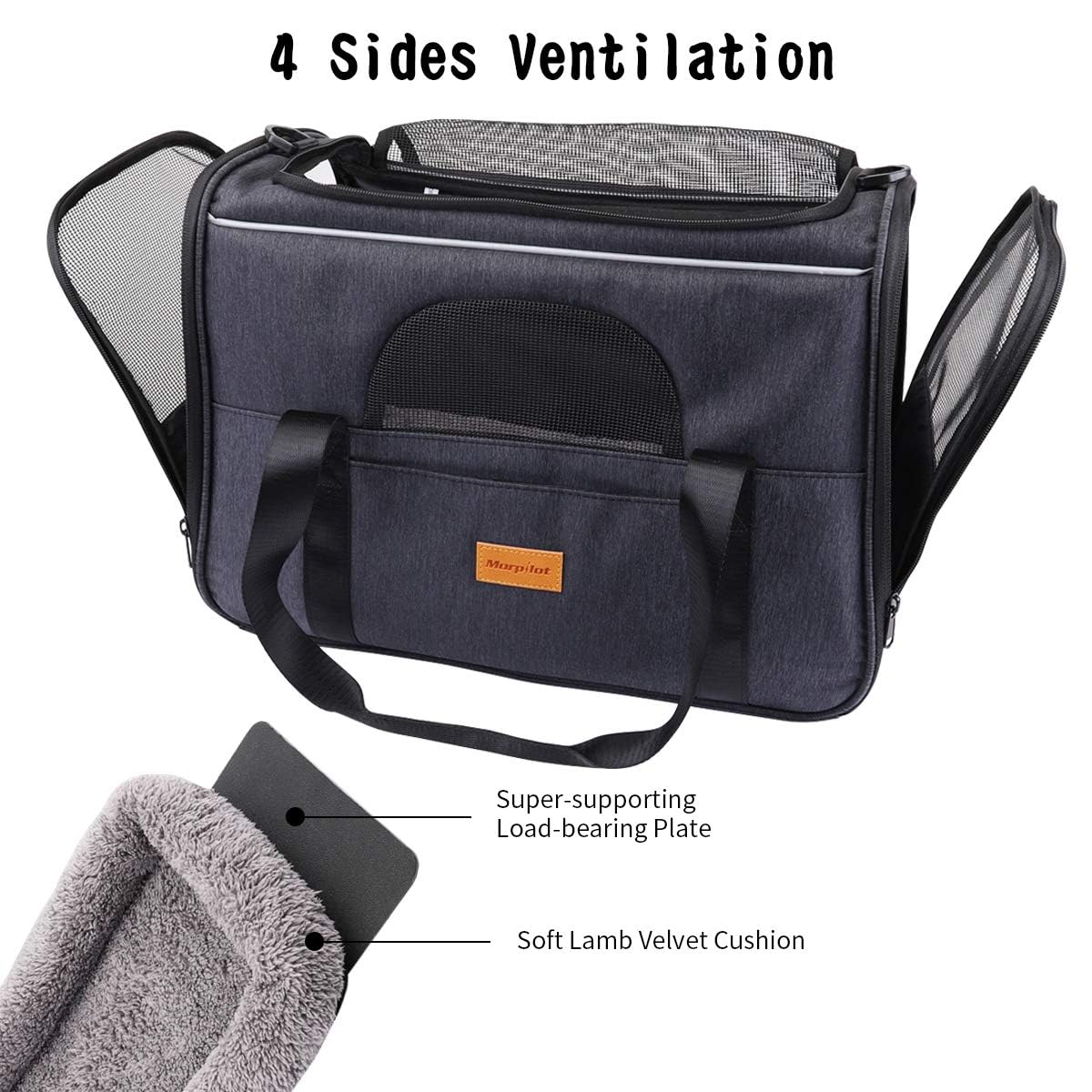 Morpilot Airline Approved Pet Carrier Handbag - Up to 9kg | Polyester | Grey 5