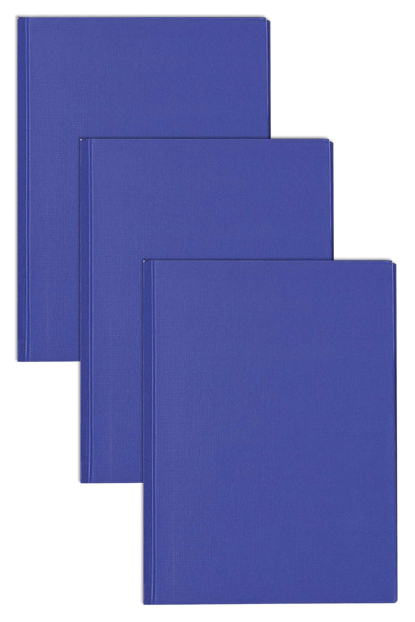 nu: A4 Casebound Manuscript Book | 192 Pages, 70gsm White Paper, College Ruled | 3-Pack Blue