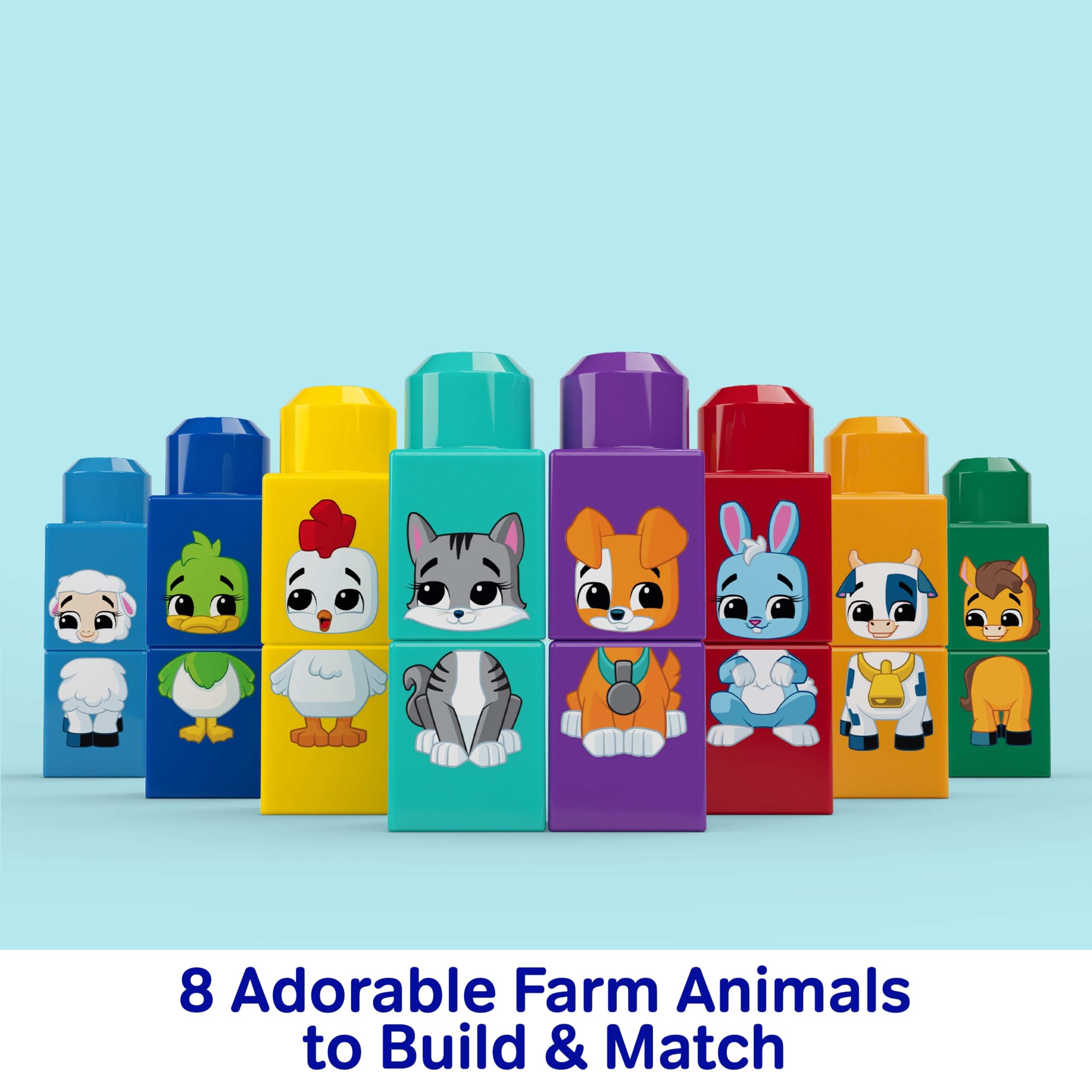 Mega Bloks First Builders Toddler Block Toys Set - Build & Match Animal Tractor, 30 Pieces, Ages 1.5+ 3