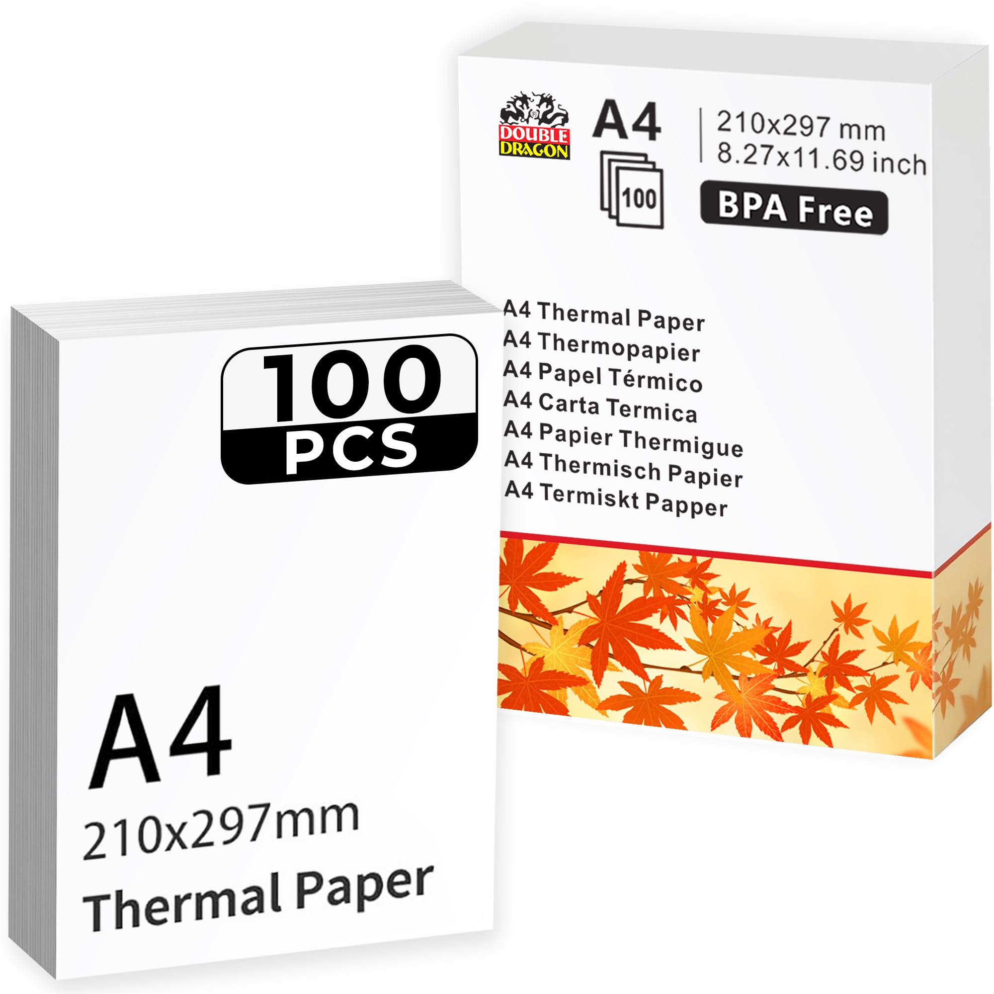 Double Dragon A4 Thermal Printer Paper - Ink-Free Printing | 100 Sheets | 210x297mm 1