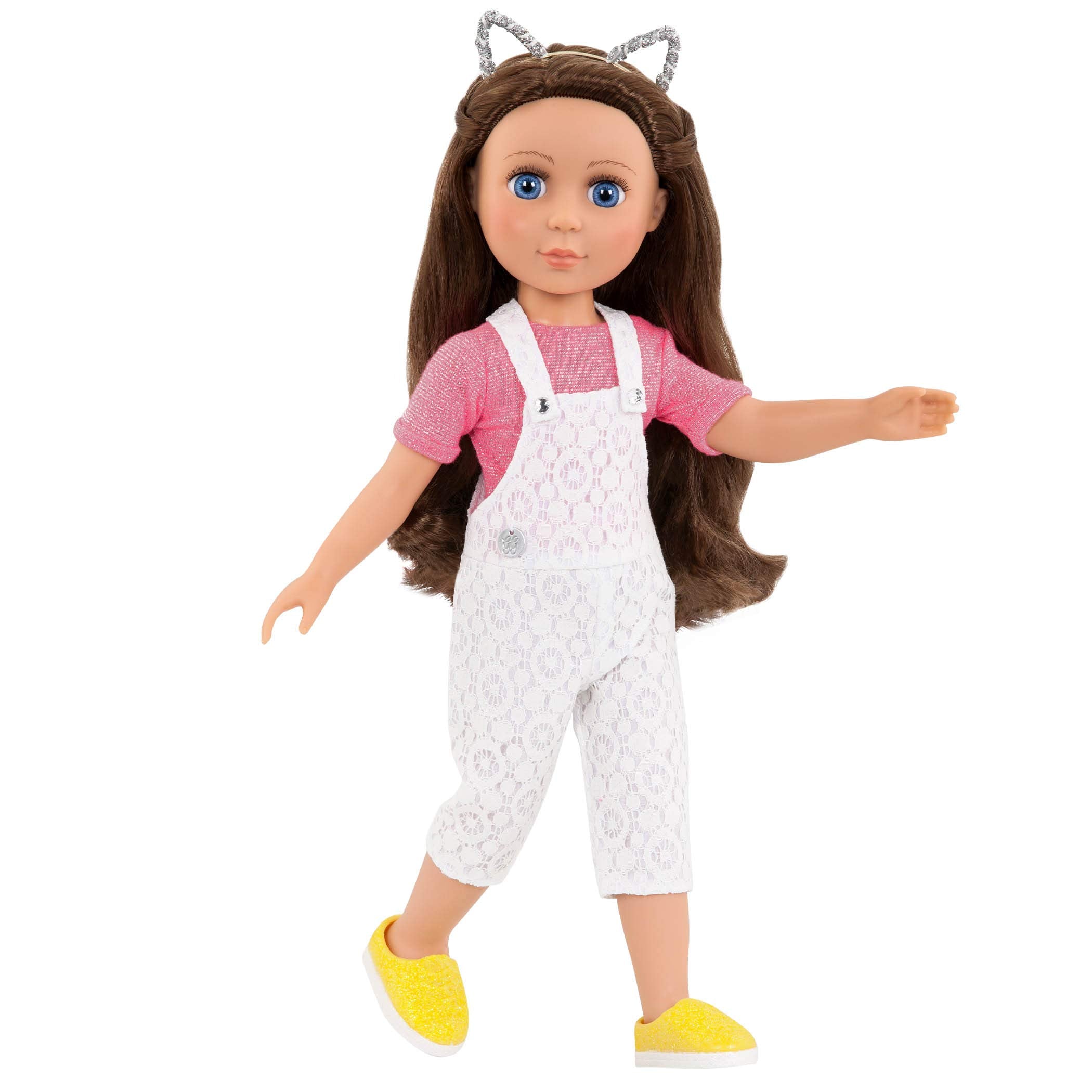 Glitter Girls Glisten & Glam Lace Overalls Outfit with Cat Accessory for 14-Inch Dolls 8