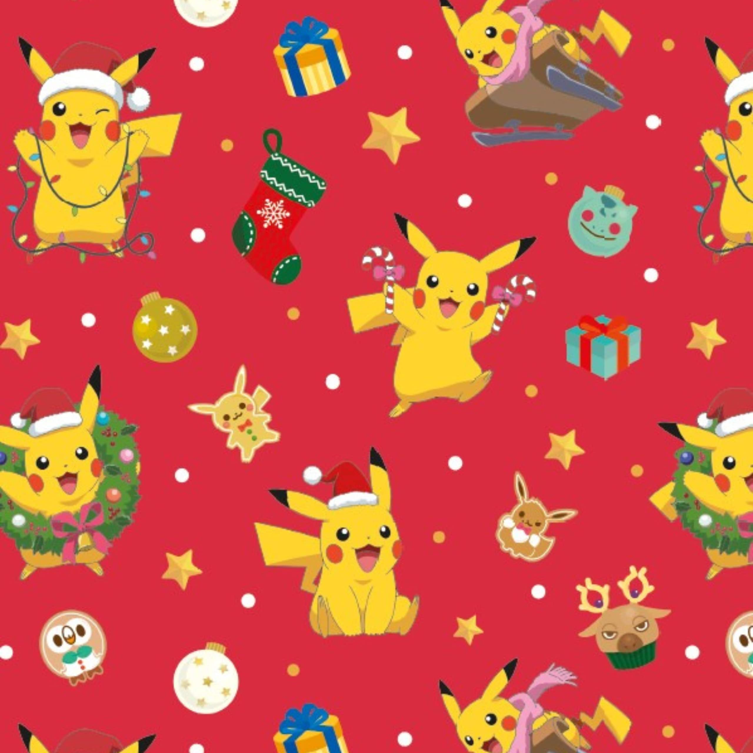Danilo Promotions Pokemon Christmas Wrapping Paper - 4 Sheets, Pikachu Design | 70cm x 50cm