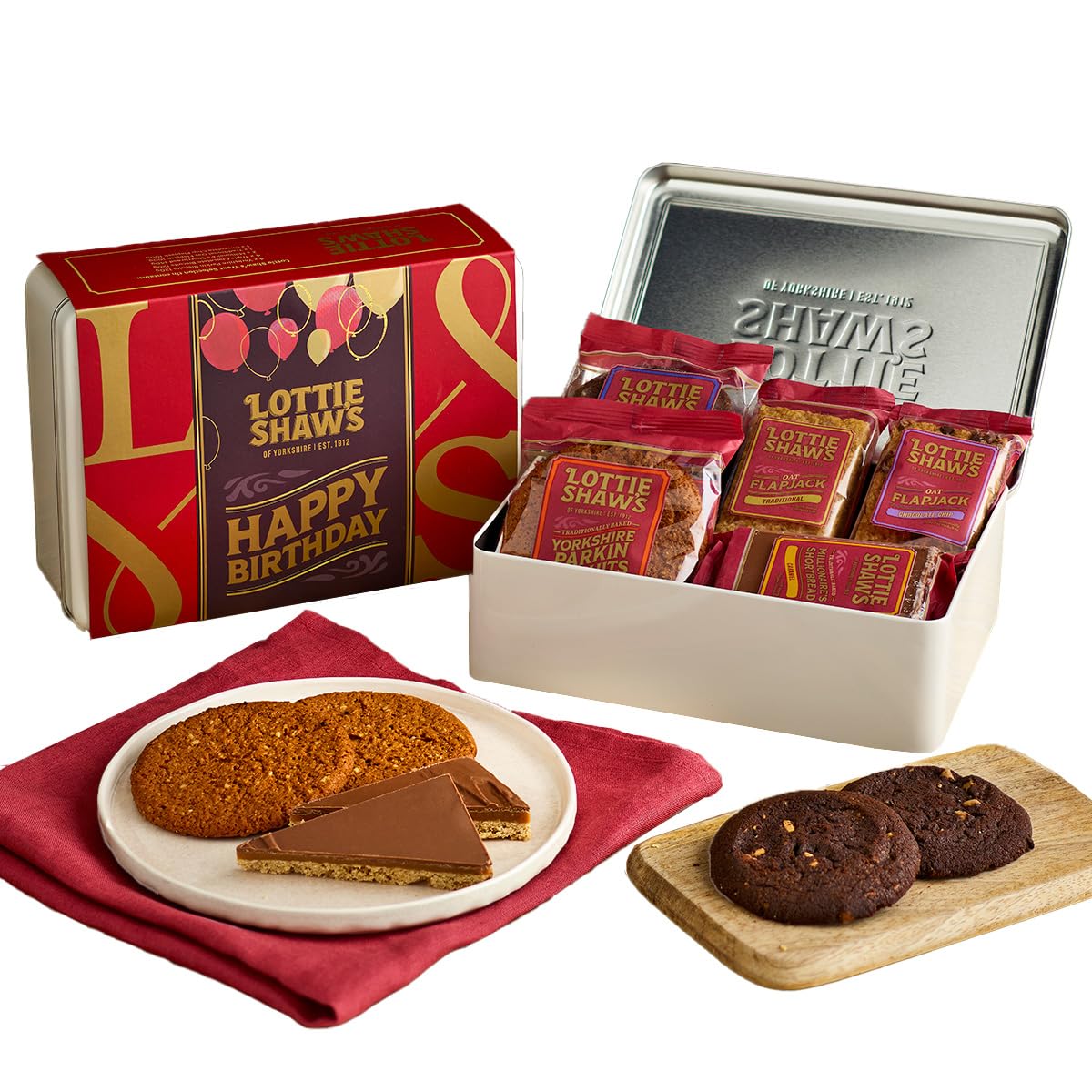 Lottie Shaw's Happy Birthday Tin of Treats - Assorted Individually Wrapped Biscuits & Flapjacks 4