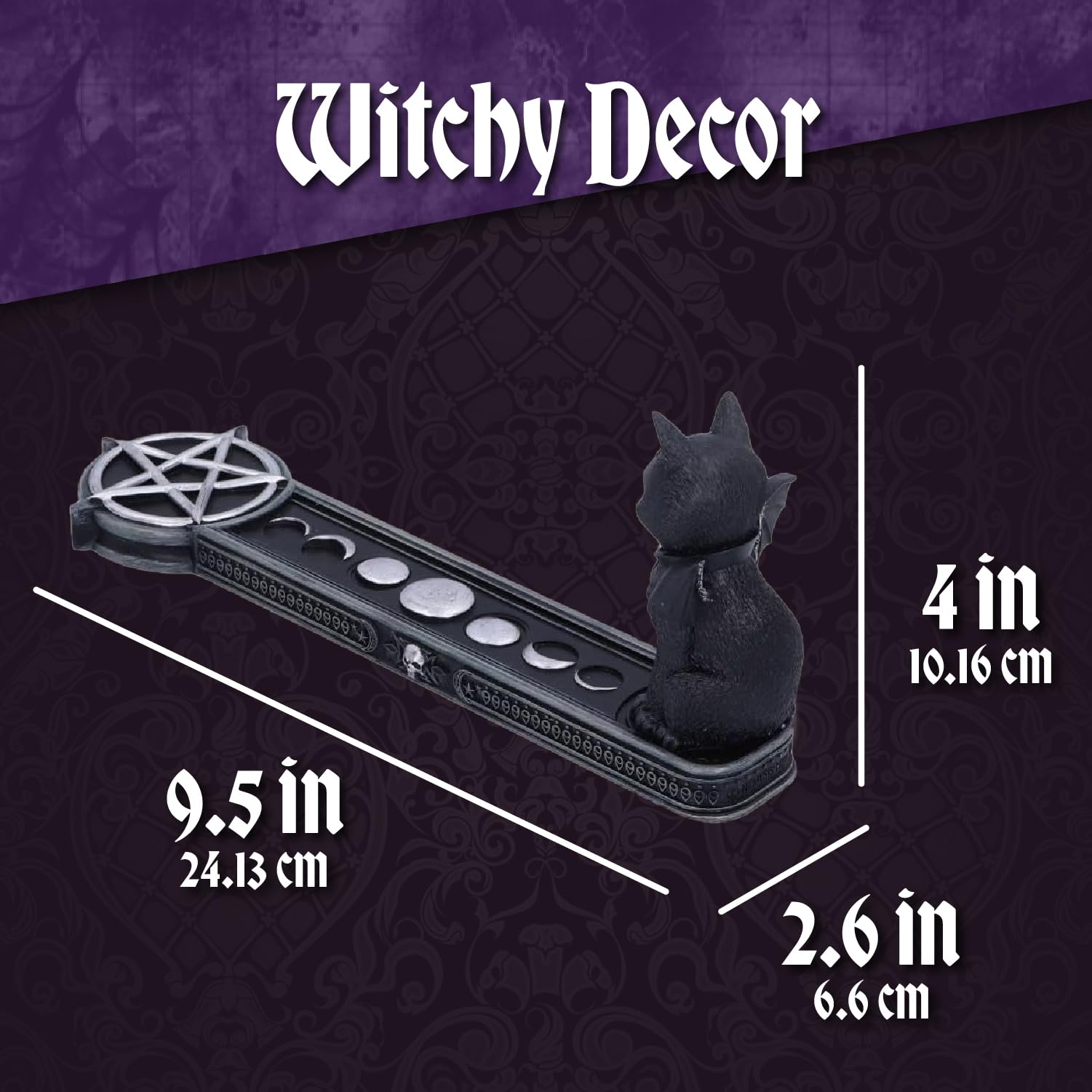 Nemesis Now Cult Cuties Malpuss Gothic Incense Holder in Black Resin 10