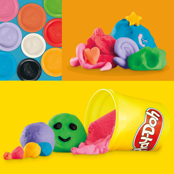 Play-Doh Favorite Colors 9-Pack Set with 7 Large & 2 Small Cans – Red, Orange, Yellow, Green, Blue, Purple, Pink, Black, White