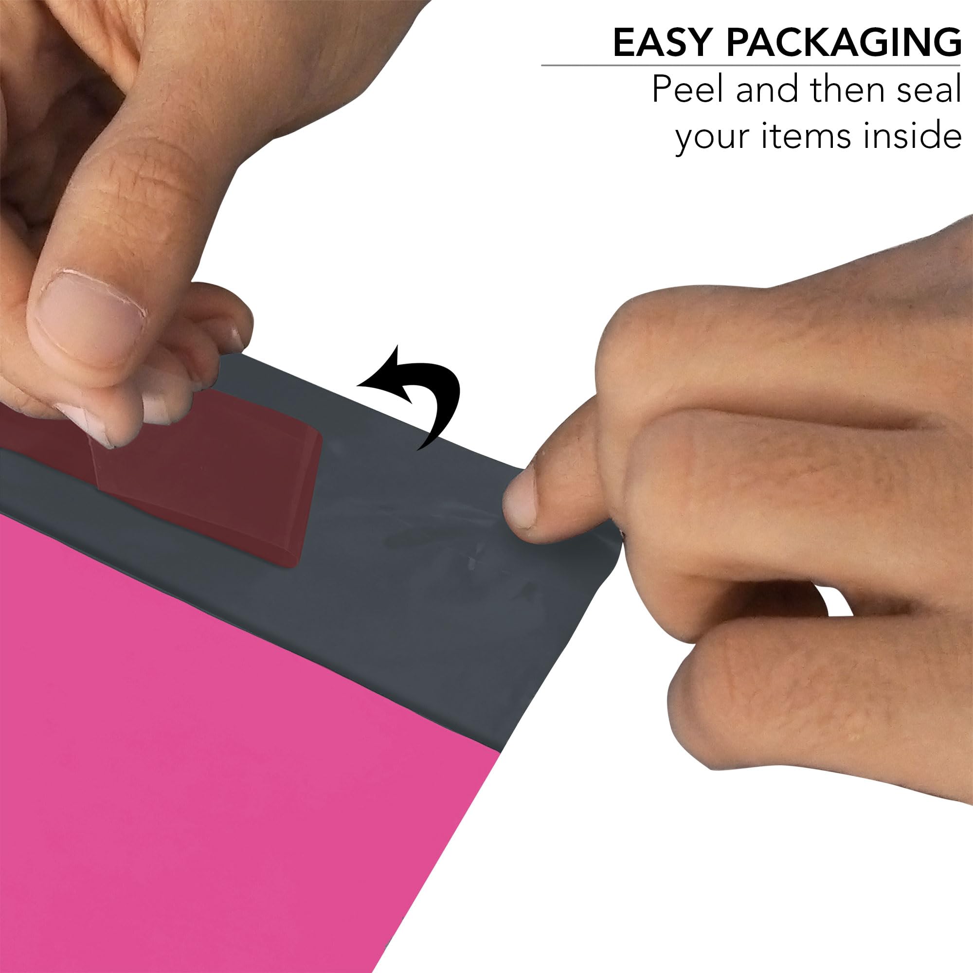 iSOUL 100 Mixed Mailing Poly Postal Self Seal Bags | 4 Sizes (6x9, 9x12, 10x14, 12x16) | Hot Pink 2