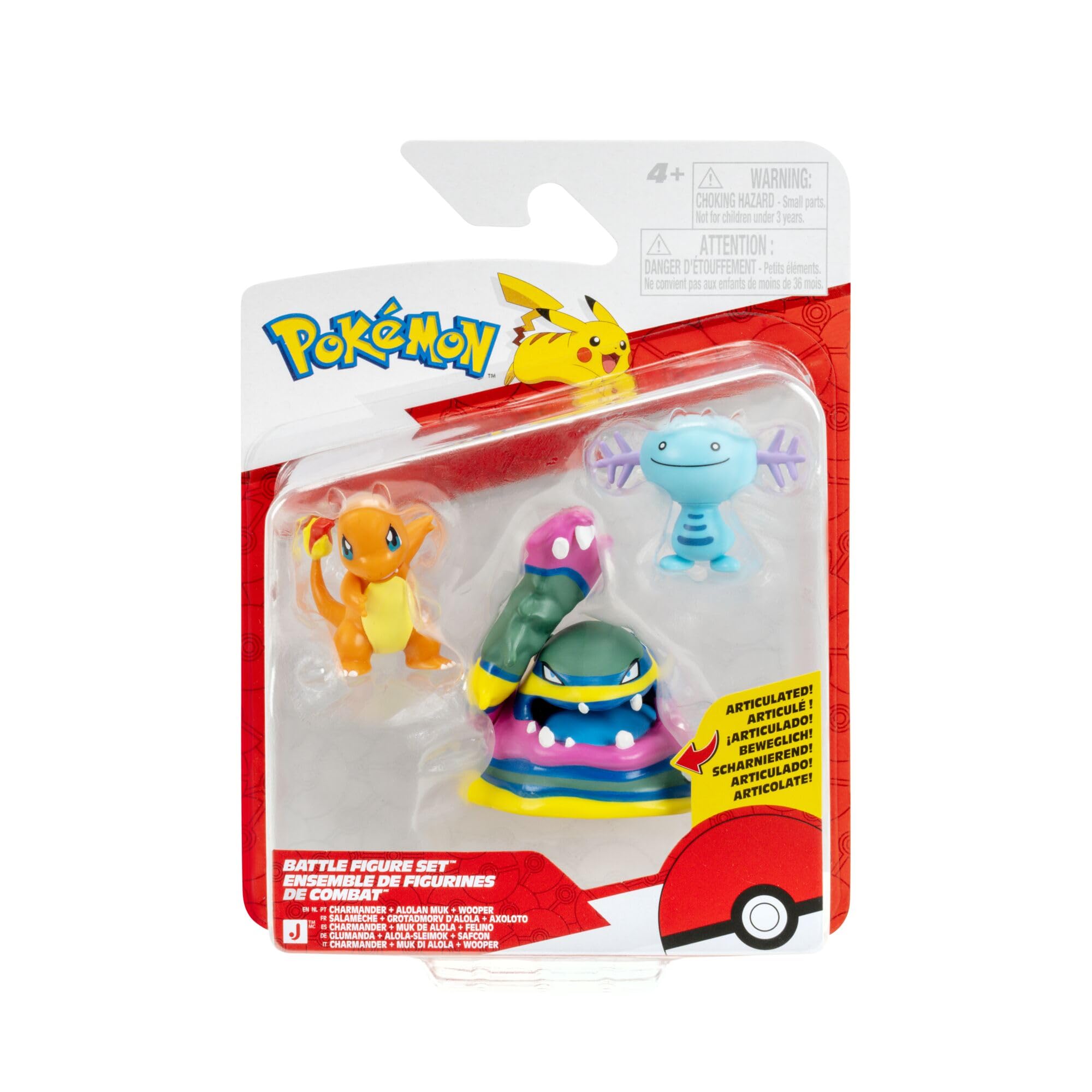 Pokémon Battle Figure 3 Pack - Charmander, Wooper, & Alolan Muk | Classic Edition