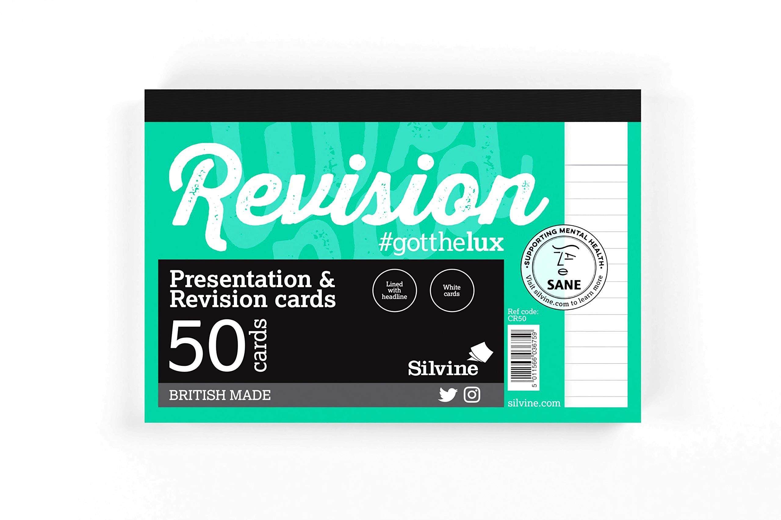 Luxpad A6 Gluebound Revision & Presentation Cards - White. 50 Lined Cards Per Pad (6x4")