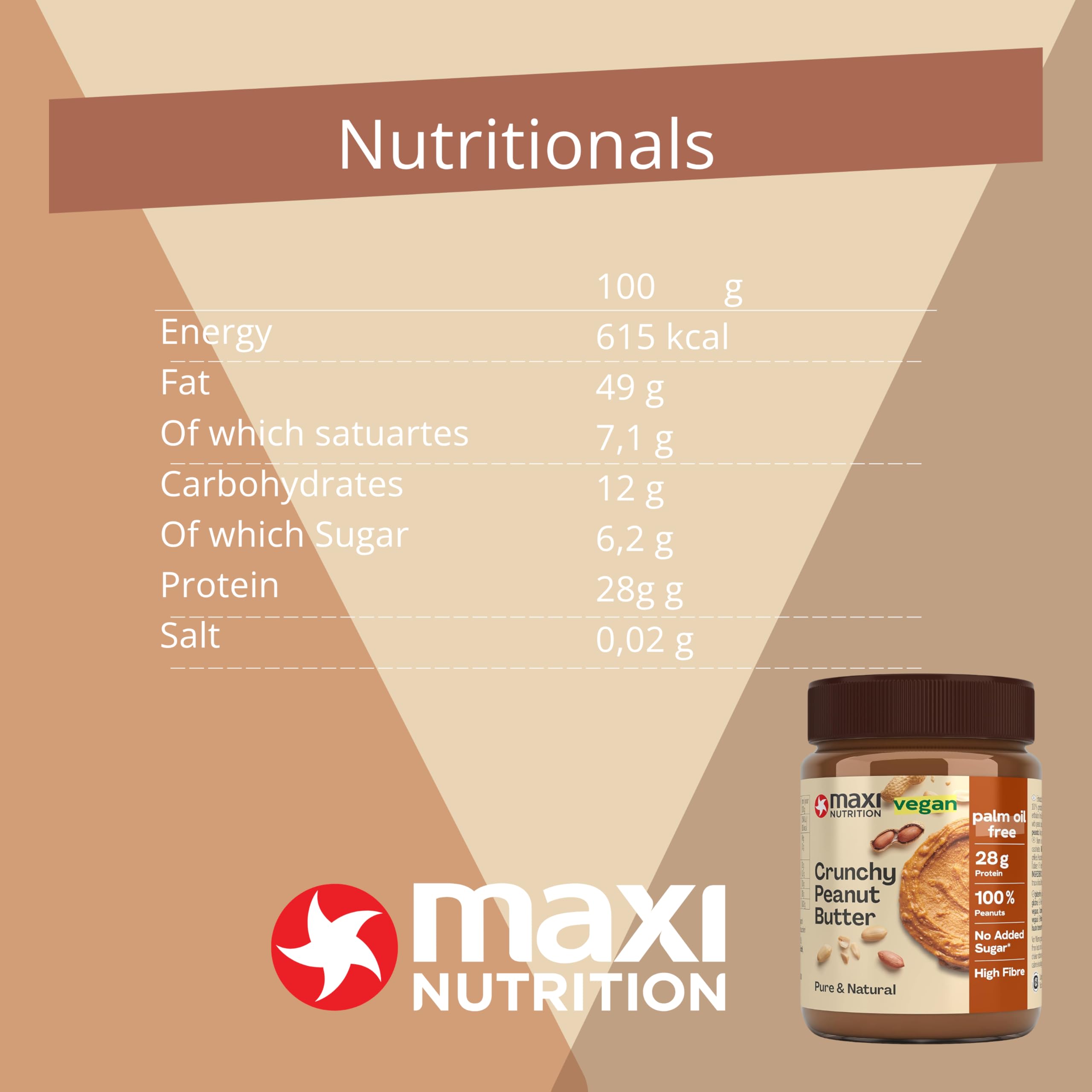 MaxiNutrition Crunchy Peanut Butter 350g - 100% Peanuts, No Sugar, No Palm Oil, High in Protein 3