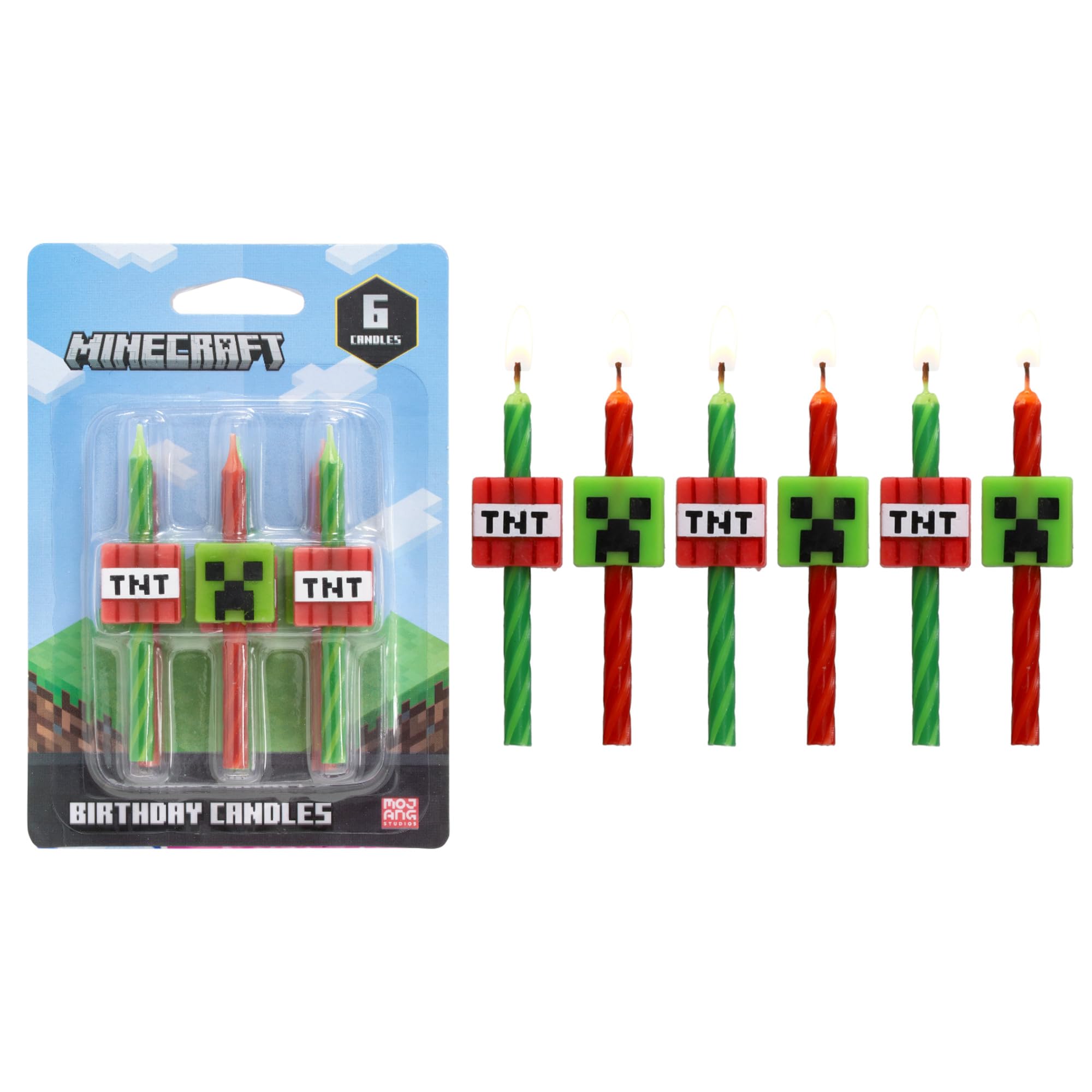 DecoPac Minecraft Birthday Cake Candles - 6 Pack | Food Safe Wax | Multicolor