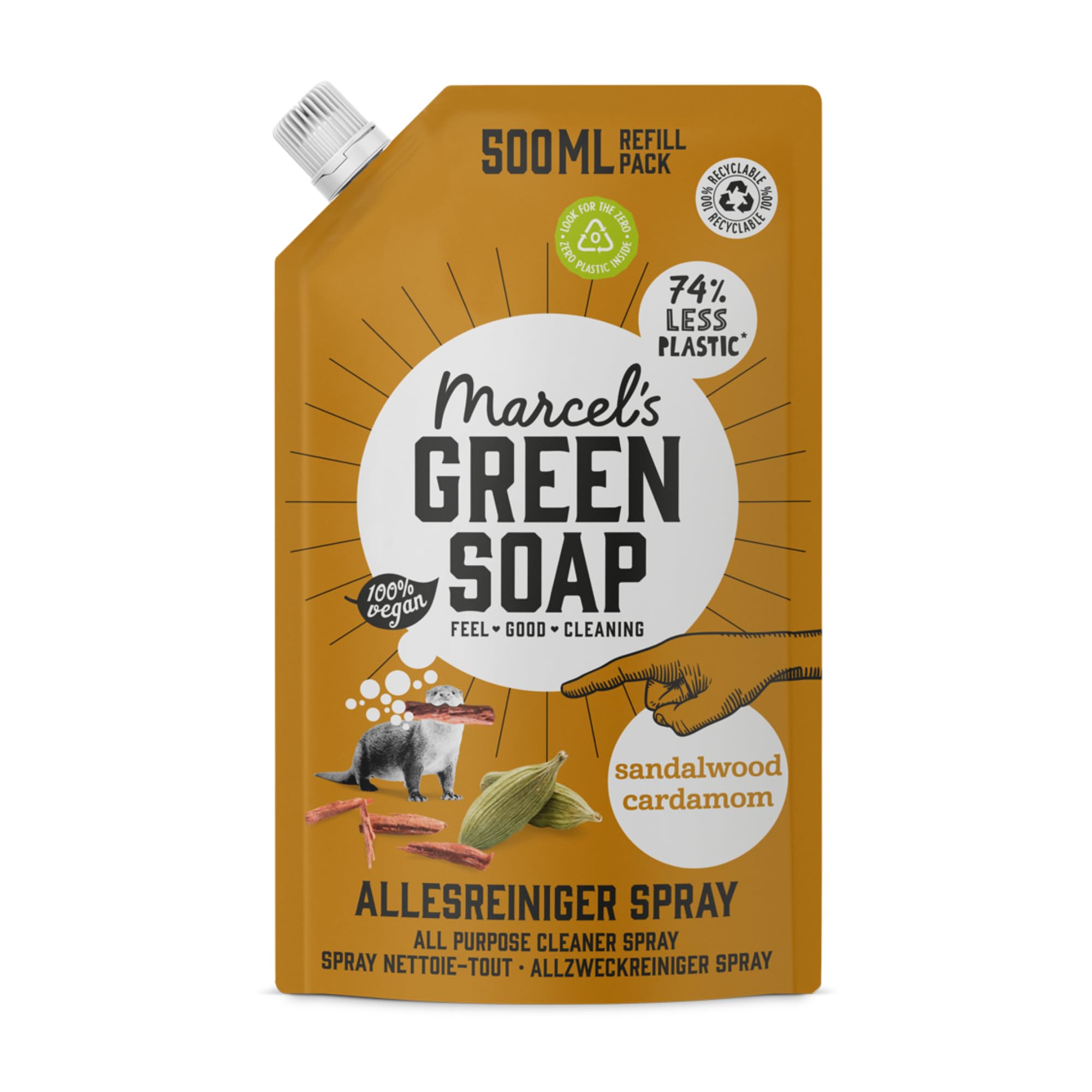 Marcel's Green Soap All Purpose Cleaner Refill - Sandalwood & Cardamom Scent | 500 ml