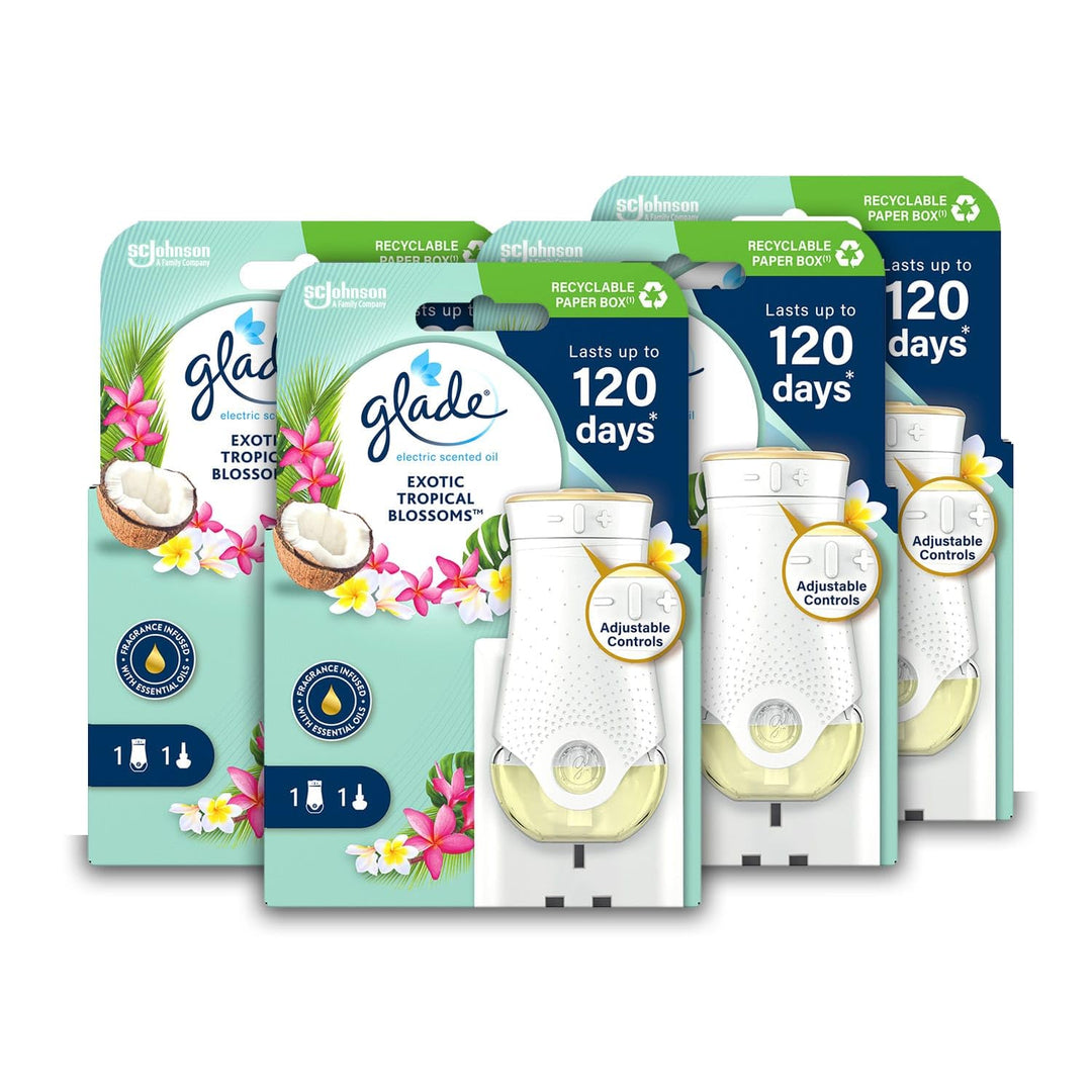 Glade - Tropical Blossoms Air Freshener Holder & Refill, Electric Scented Oil Diffuser with Essential Oils