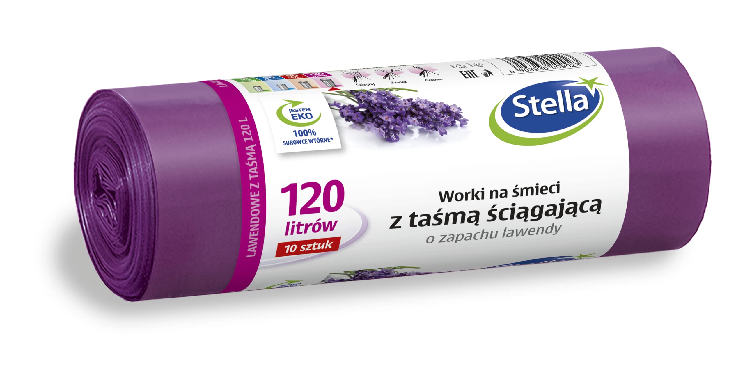 Stella McCartney Bin Liners - 120 L Capacity, Pack of 10, Lavender Fragrance | Recycled LDPE Film