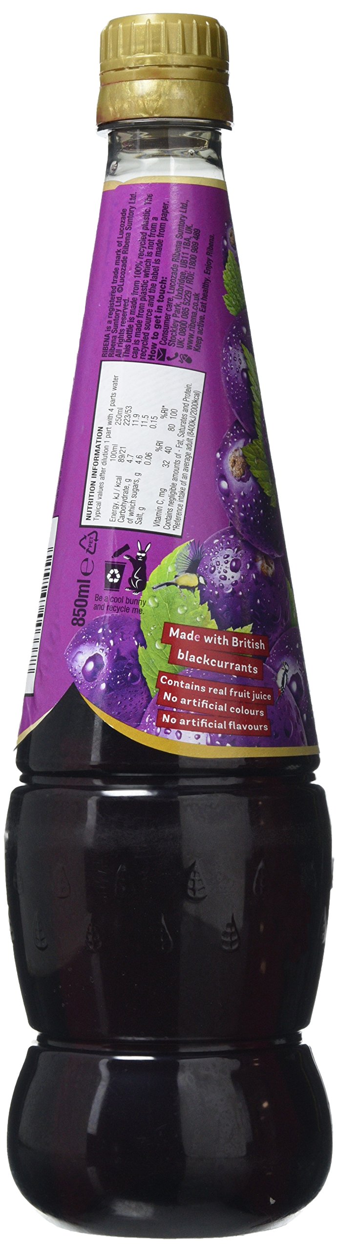 Ribena Blackcurrant Squash 850ml – Made with Real British Blackcurrants, Rich in Vitamin C