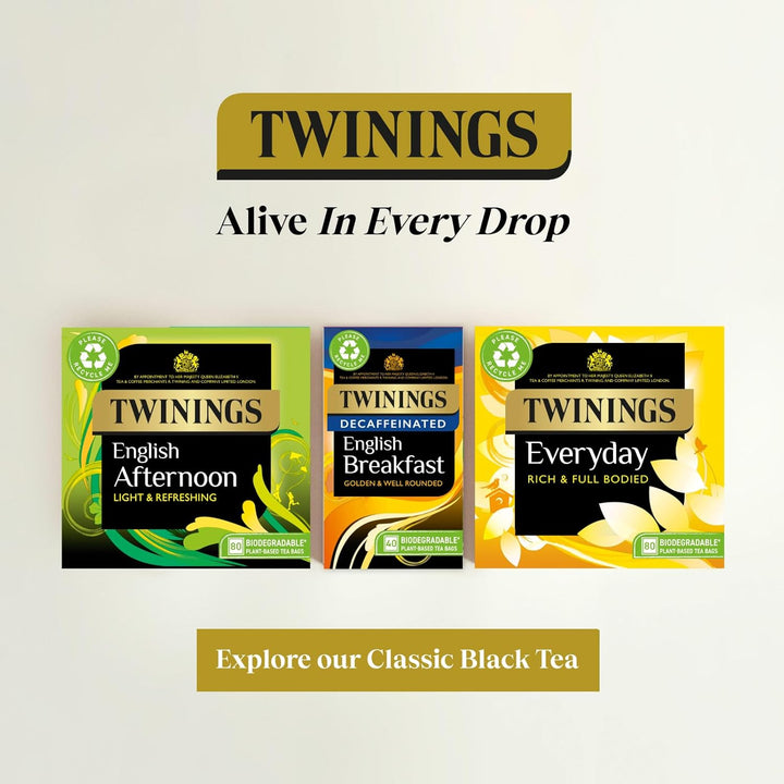 Twinings Decaf English Breakfast Tea | 40 Tea Bags | Golden & Full-Bodied