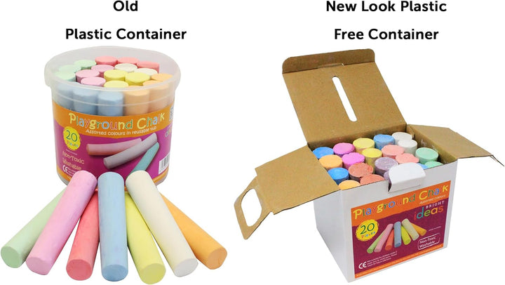 Bright Ideas PK20 10cm Giant Assorted Playground Chalk - Outdoor Creative Playset