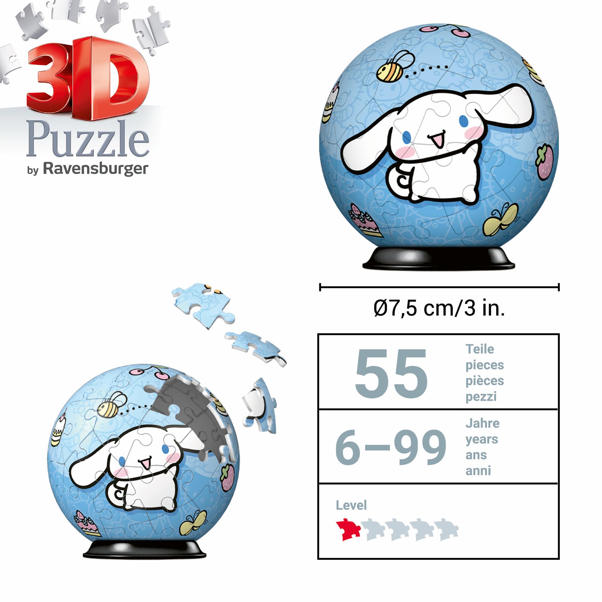 Ravensburger Hello Kitty Cinnamoroll 3D Puzzle Ball - 54 Pieces | Ages 6+ | 7.5cm Diameter 6