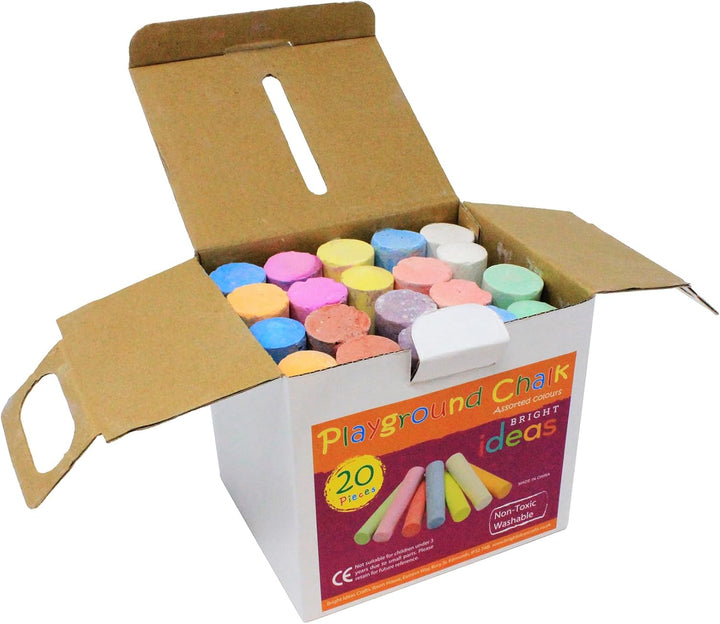 Bright Ideas PK20 10cm Giant Assorted Playground Chalk - Outdoor Creative Playset