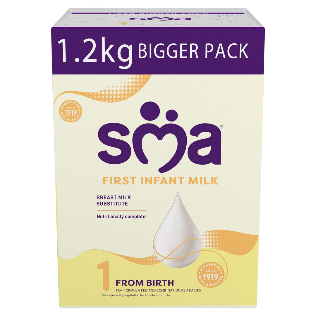SMA First Infant Baby Milk Formula Powder - From Birth, 1.2kg, Halal Certified, No Palm Oil