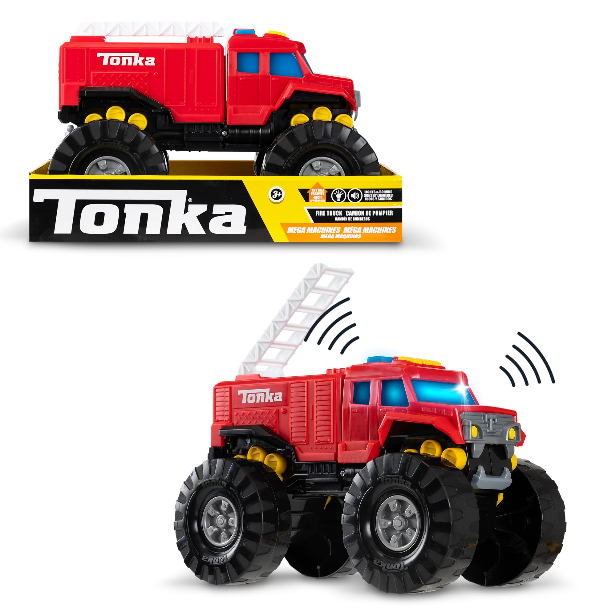 Tonka Mega Machines Fire Truck - Flashing Lights & Sounds | Ages 3+ | Stainless Steel 1