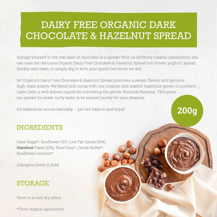 Mr Organic - Organic Dark Chocolate & Hazelnut Spread 200g