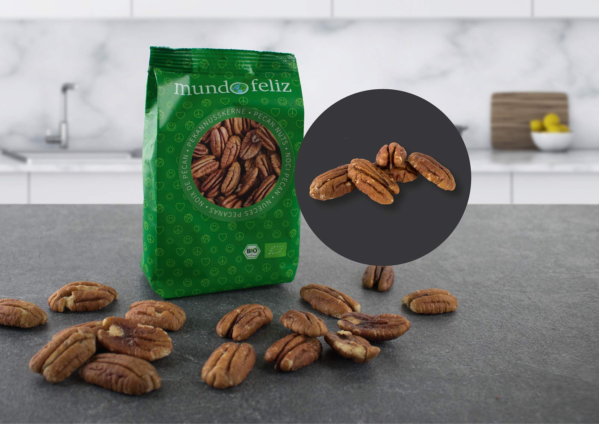 Mundo Feliz Organic Pecan Nuts - 5 x 100g Pack | Protein Source | Unsalted