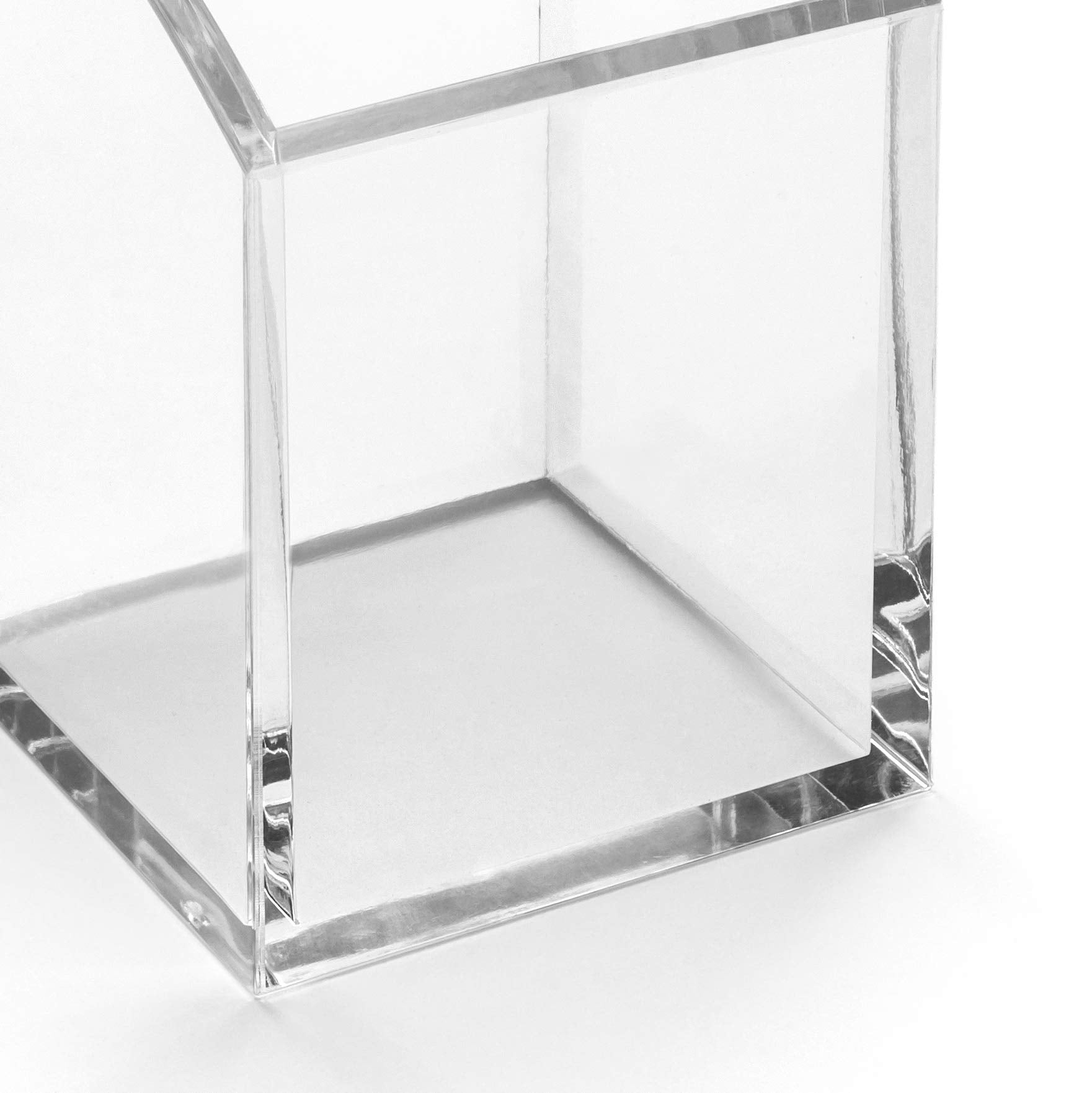 Osco Clear Acrylic Pen Pot - Square Transparent Desk Tidy for Pens, Pencils, and Tools | 70x70x102mm 7