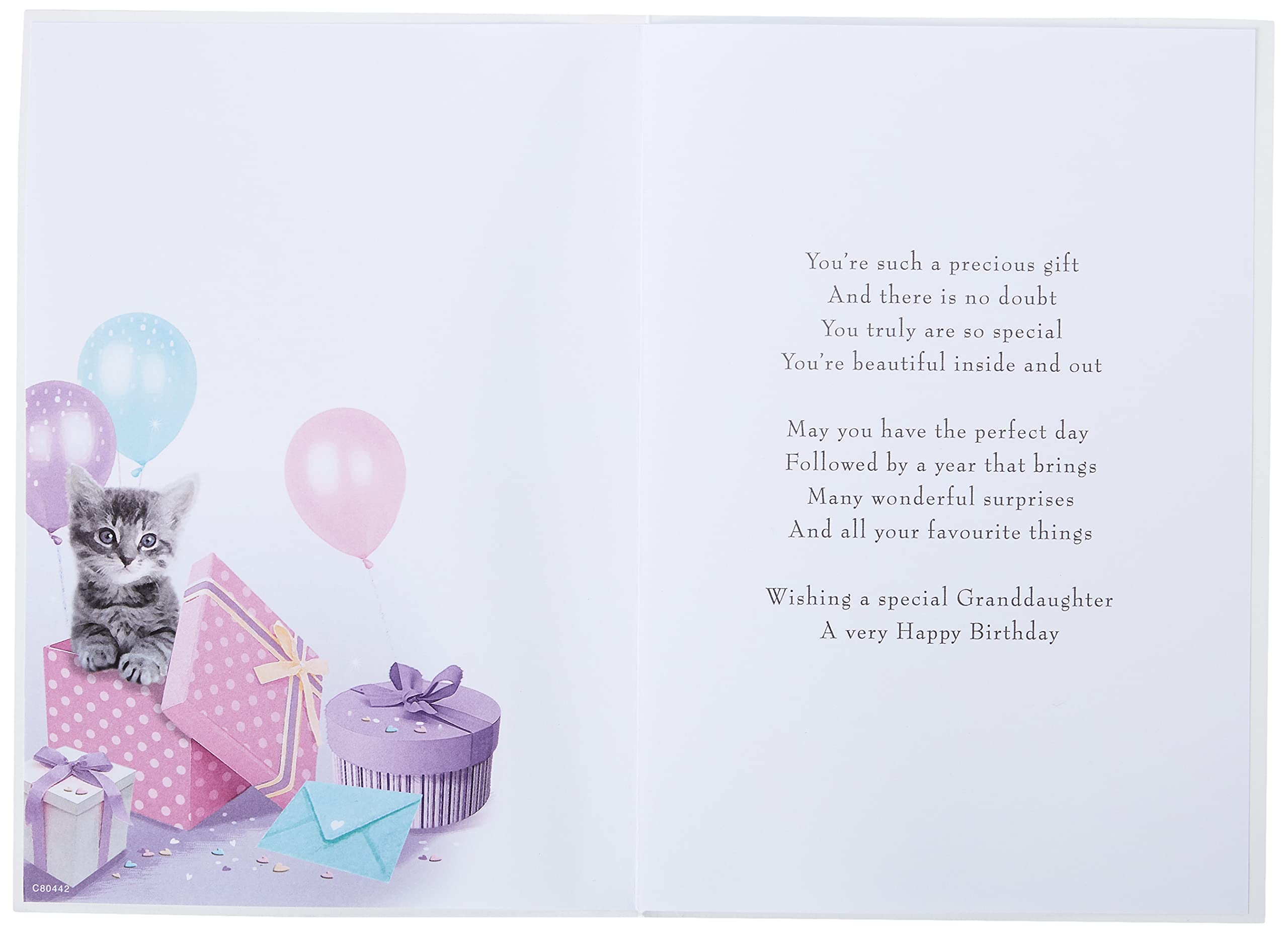 Piccadilly Greetings Granddaughter Birthday Card | 9 x 6 inches | Pink