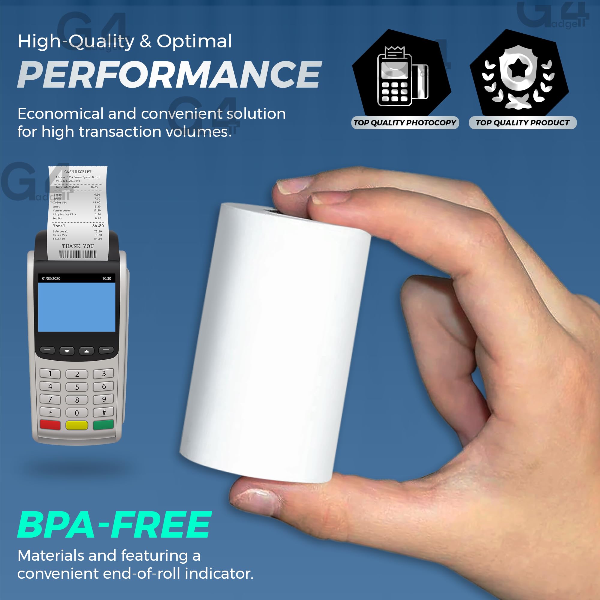 G4GADGET Thermal Paper Till Rolls - 5 Pack, 57mm x 40m for Cash Registers & Credit Card Machines 3