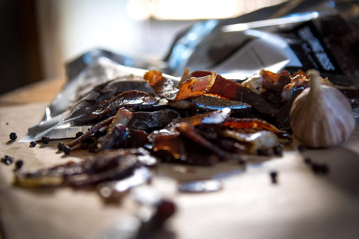 Biltong Boss Garlic Cracked Black Pepper Premium Beef Biltong - High Protein Meat Snack