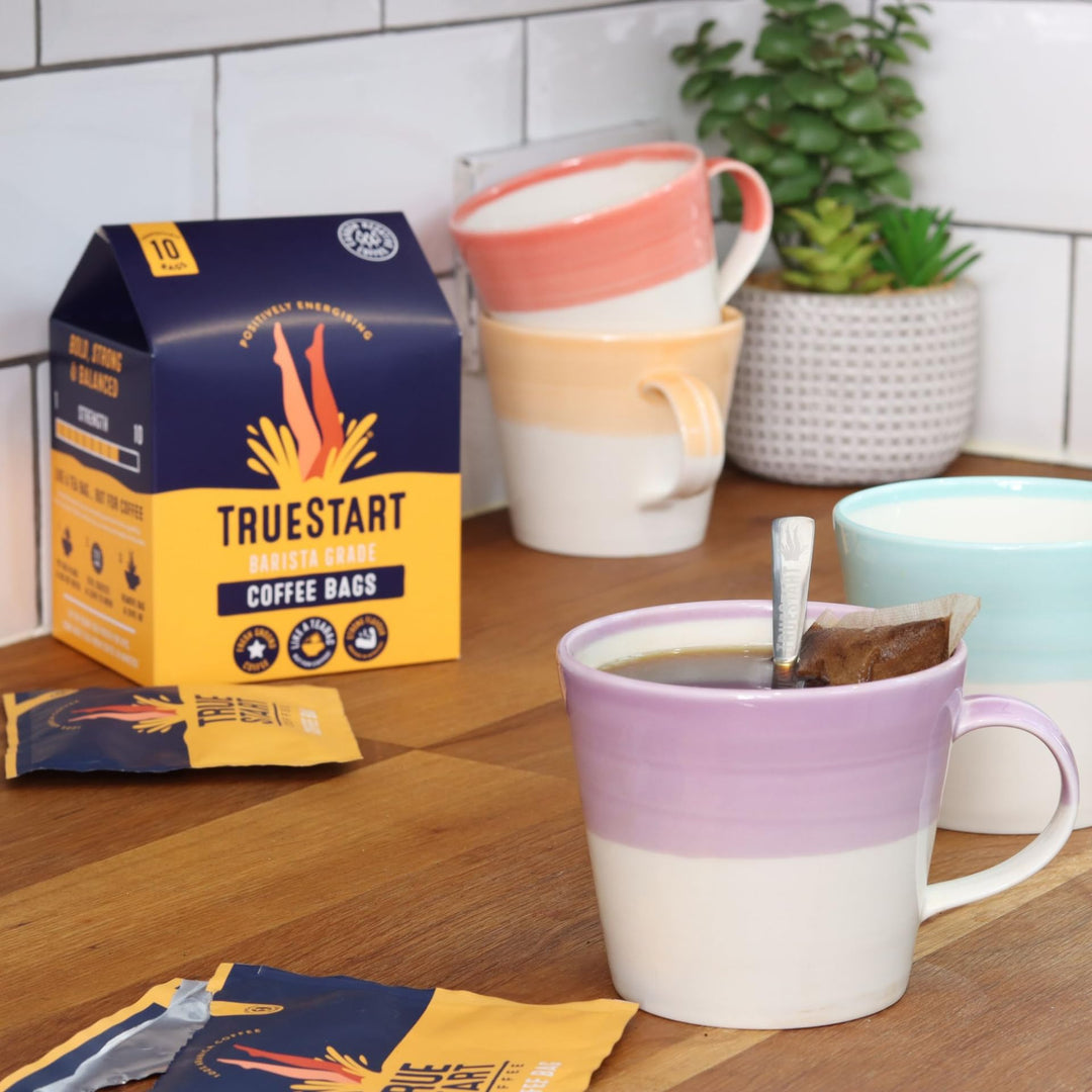 TrueStart - Smooth Energising Colombian Arabica Coffee Bags (10-Pack), Mycotoxin-Free, Gluten-Free, Rich in Antioxidants