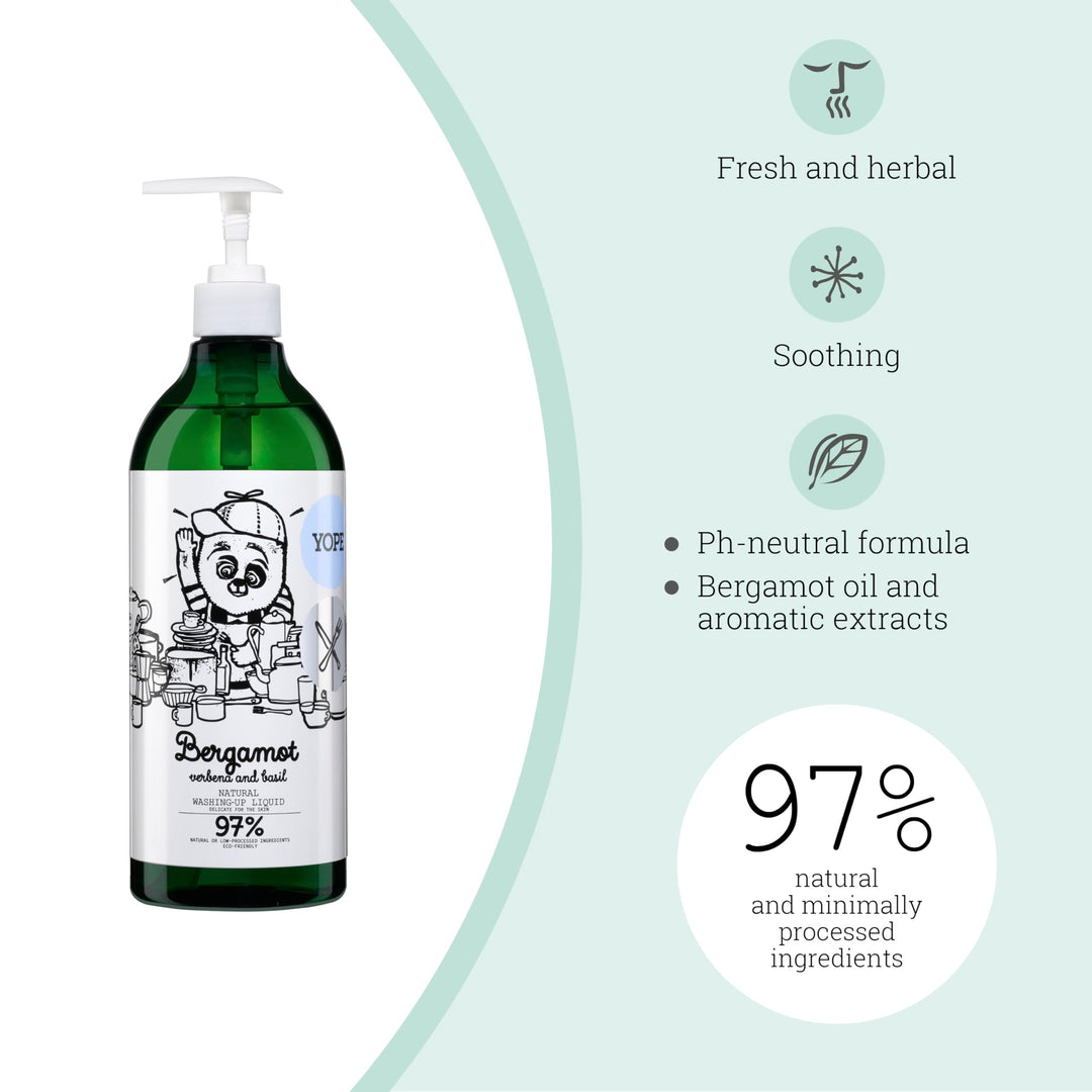 Yope - Natural Washing-Up Liquid | Bergamot & Basil | 750 ml