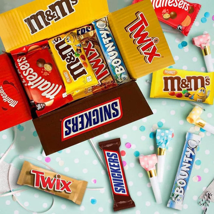 Mixed Bulk Chocolate Box with Snickers, Twix, M&M's Peanuts, Maltesers & Bounty - 30 Full-Size Bars