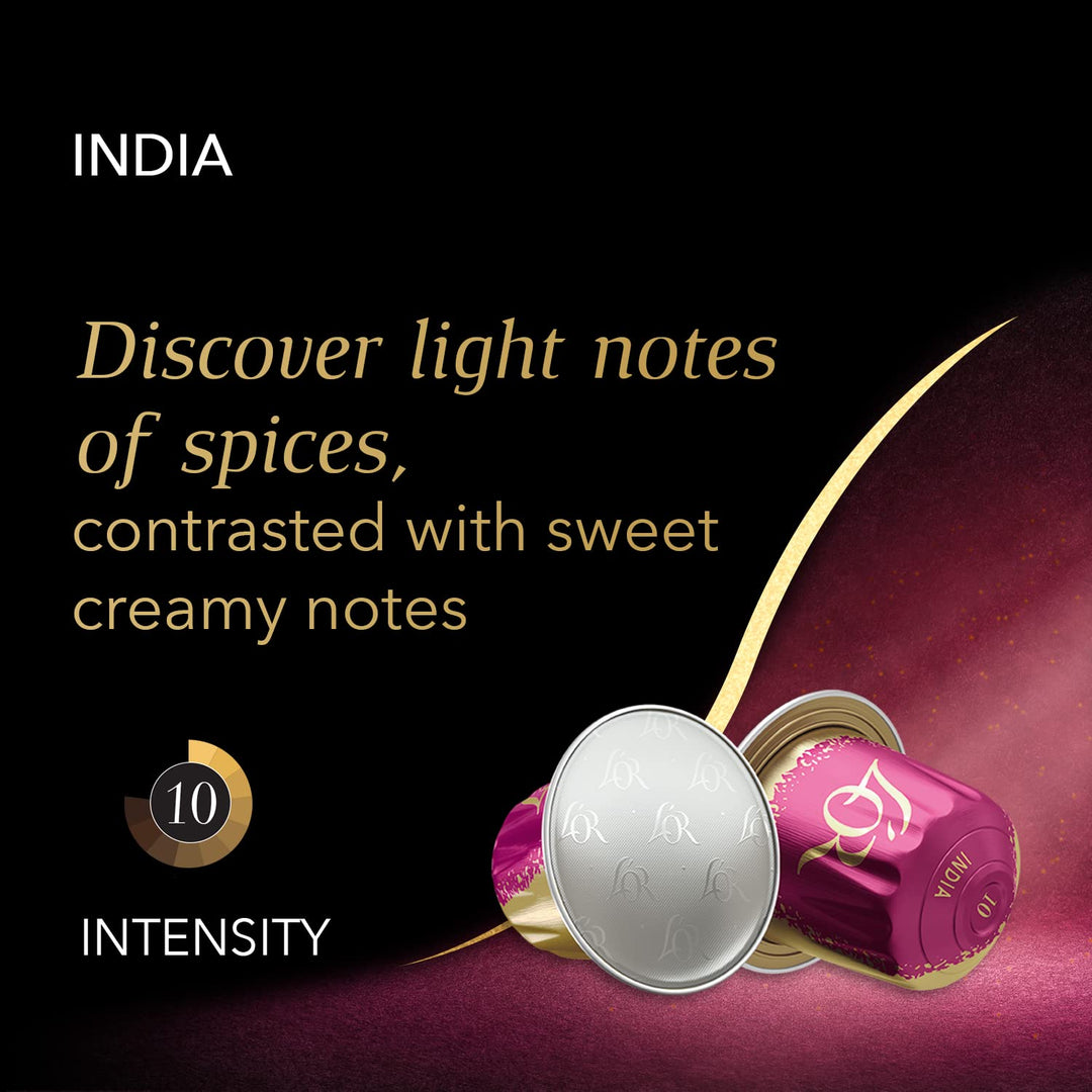 L'OR Origins India Coffee Pods x10 – Aluminium Espresso Capsules for Intense Flavour