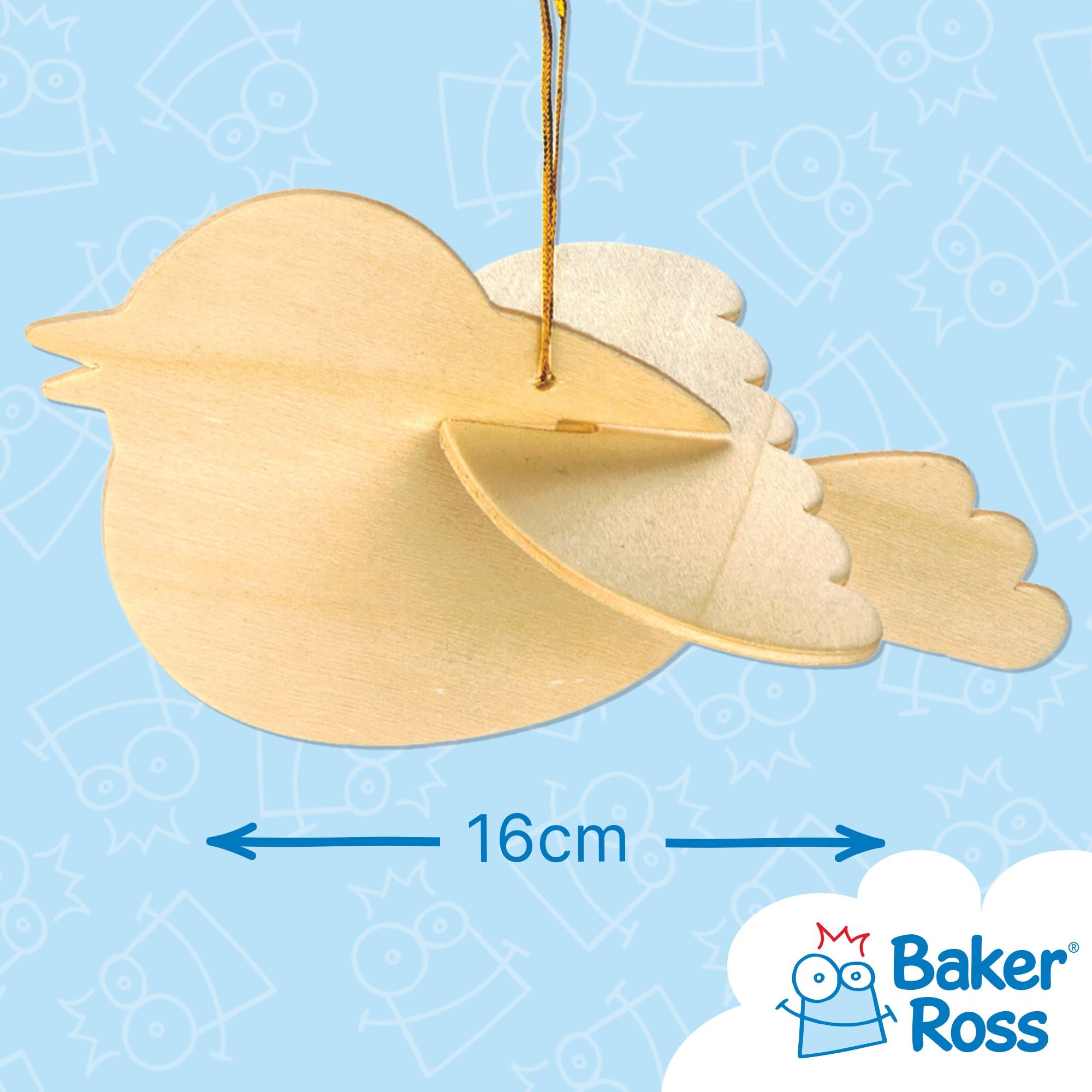 Baker Ross 3D Wooden Birds Craft Kit - Pack of 6 | Paint Your Own | Ages 3+ 3