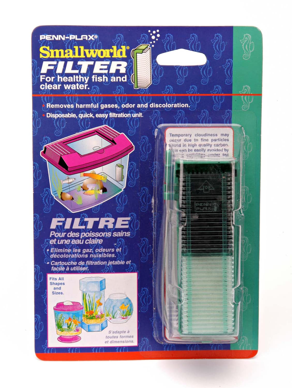 Penn-Plax Small World Aquarium Filter for Tanks up to 5 Gallons | Includes Disposable Media Cartridge