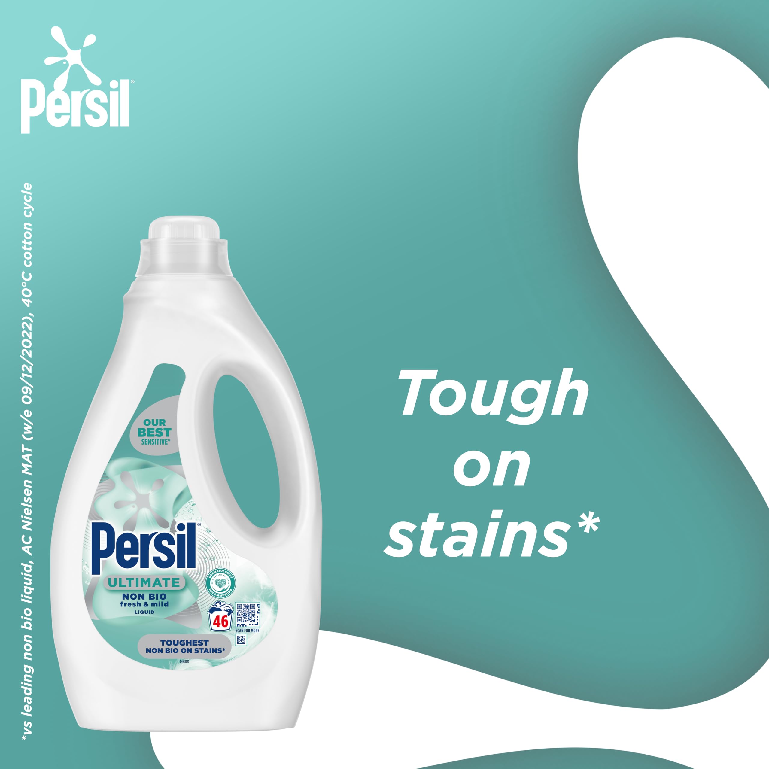 Persil Ultimate Non Bio Fresh & Mild Liquid Detergent - Tough on Stains | 1.24L | Sensitive Skin Formula 5