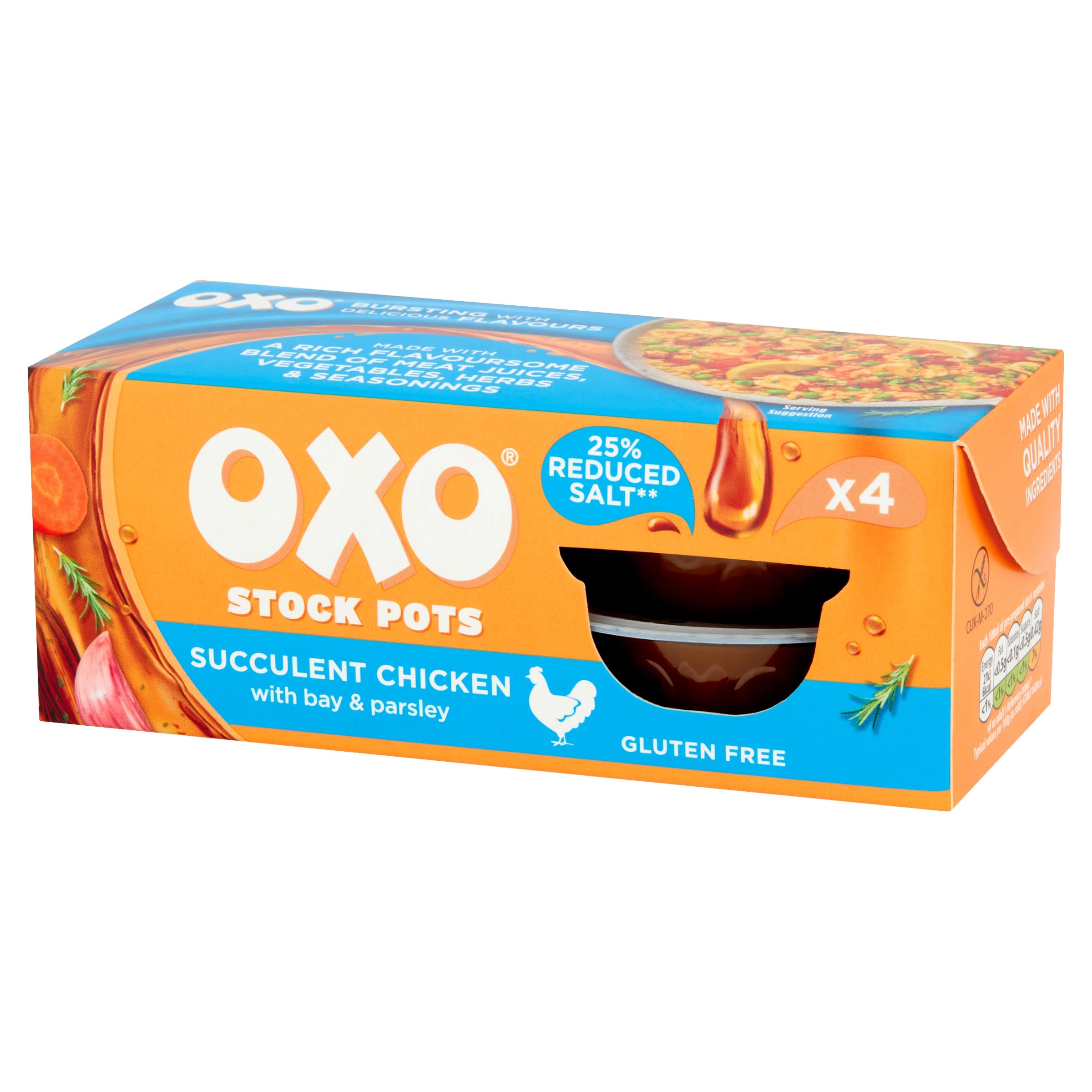 OXO Reduced Salt Chicken Stock Pots - Savoury Flavour, 4 x 20g Pots (80g Total) 5