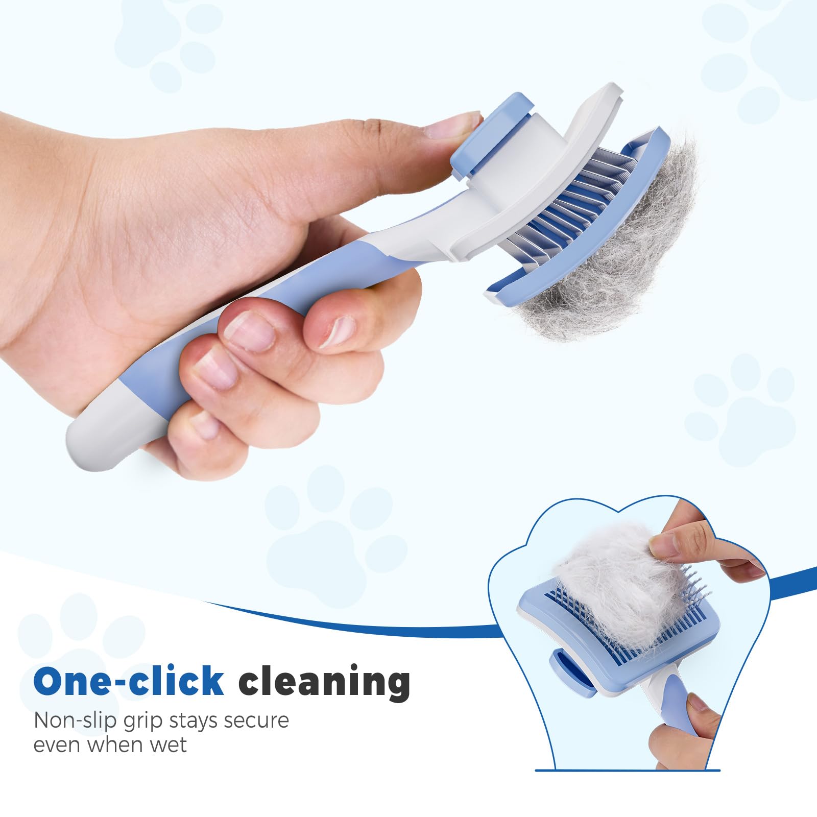 Diboniur Pet Brush - Self Cleaning | Stainless Steel Bristles for Long & Short Hair | Blue 4