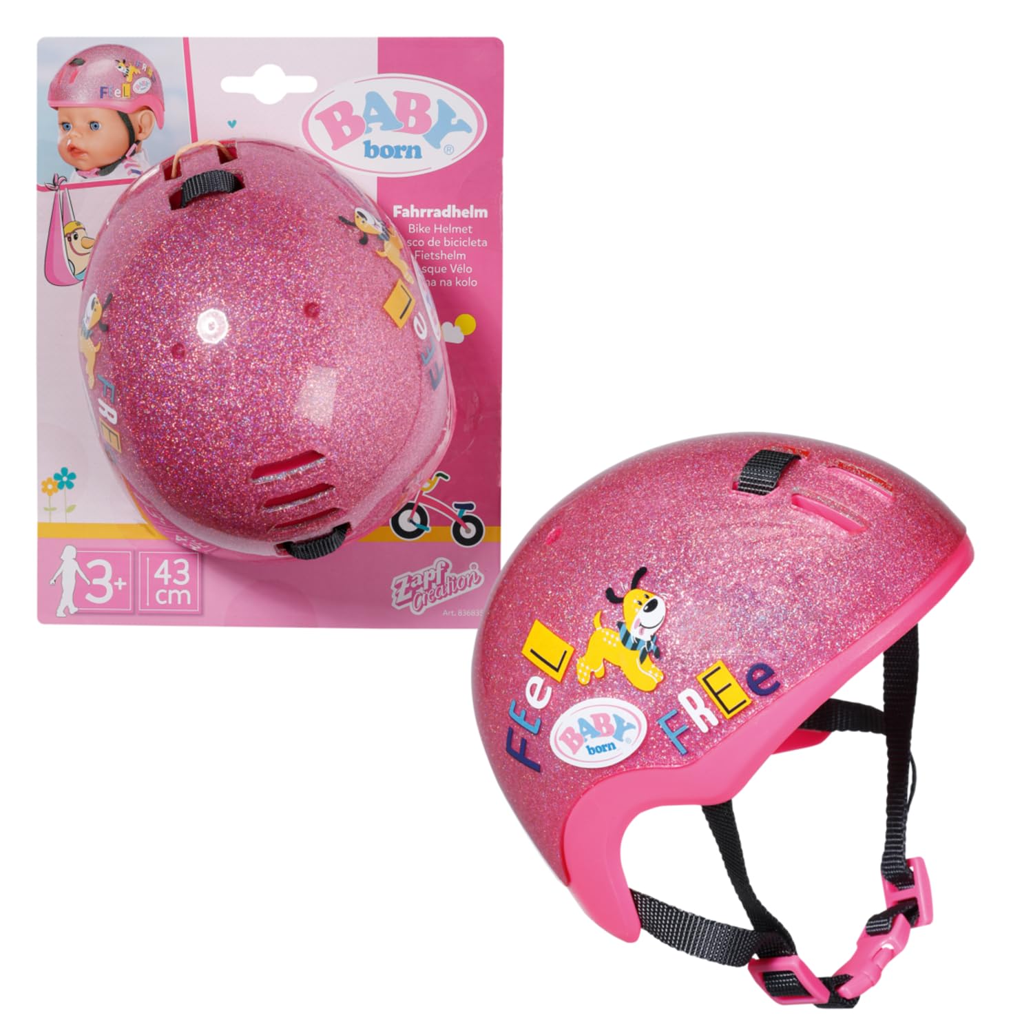 BABY Born 43 cm Doll Bike Helmet - Pink Glitter Safety Accessory for Kids 3+ 1