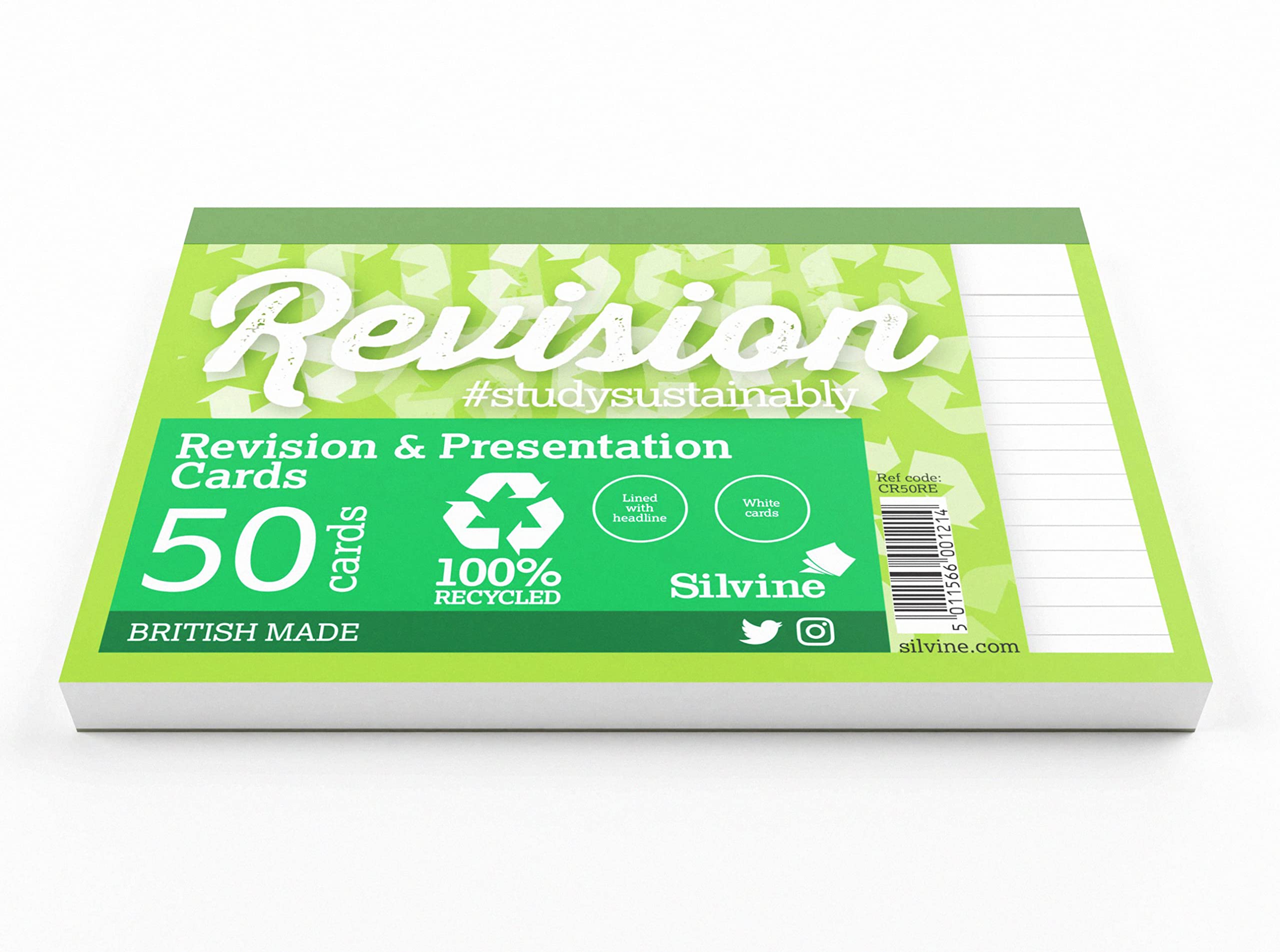 Silvine Luxpad Revision A6 Recycled Flash Cards - Lined (50 Cards) White 3