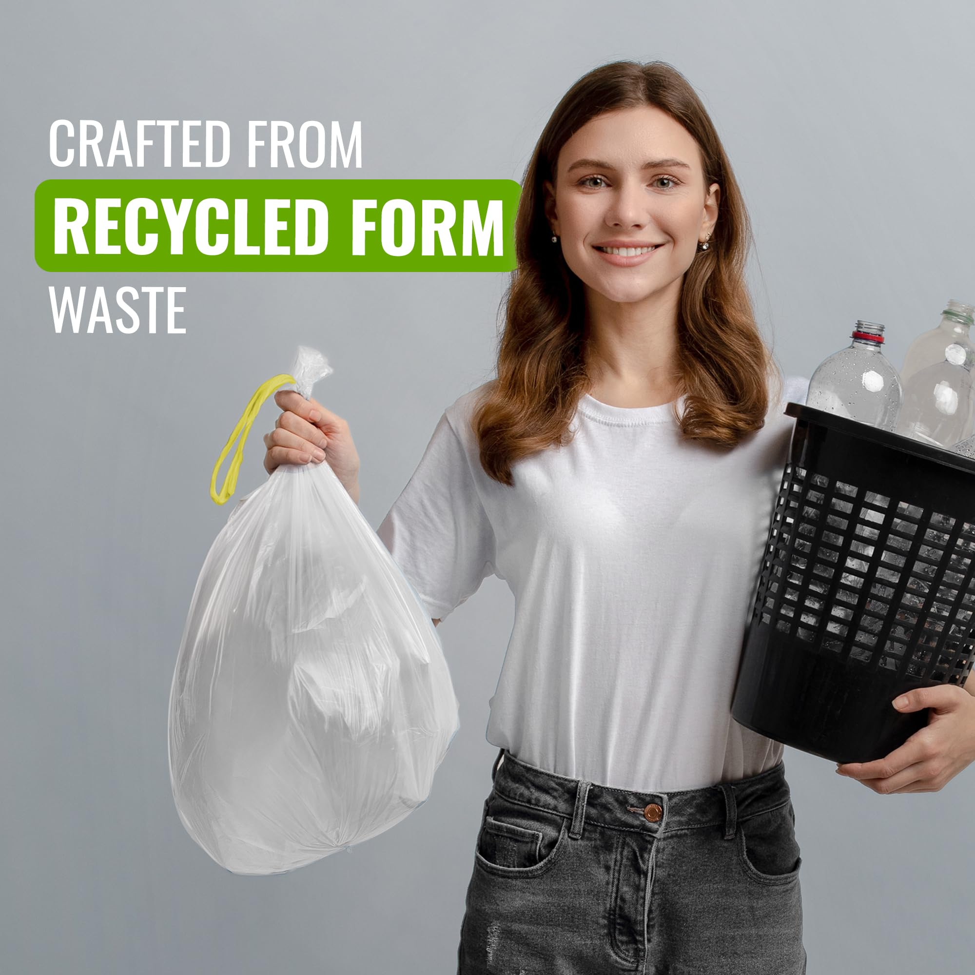 EcoBag Lemon Scented Drawstring Bin Liners - 20L Capacity | 20 Count | 24 Microns 5