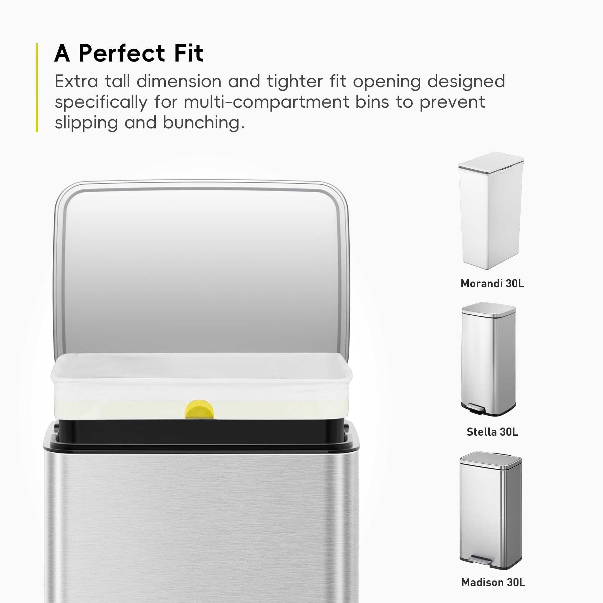 EKO Extra Strong Drawstring Bin Liners for 25-35L Kitchen Bins - 12 Bags, White 6