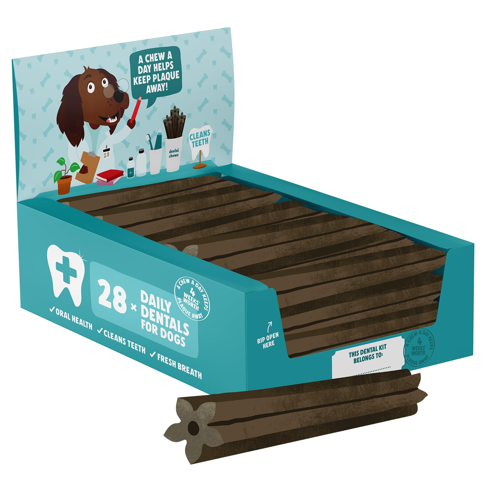 Denzel's Dog Dental Sticks - Large Dogs, Chicken & Peppermint Flavor | 28 Count